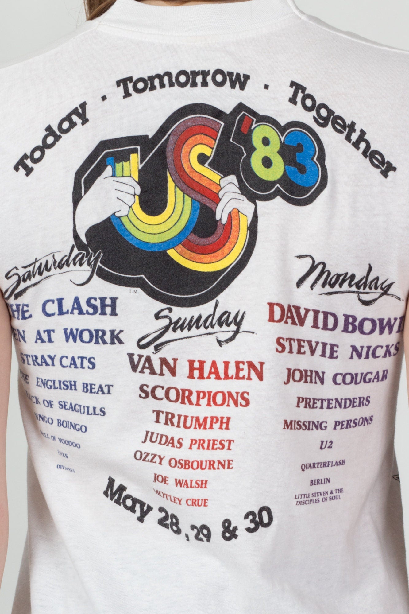 1983 US Festival David Bowie The Clash Concert Tee - XS to Small 