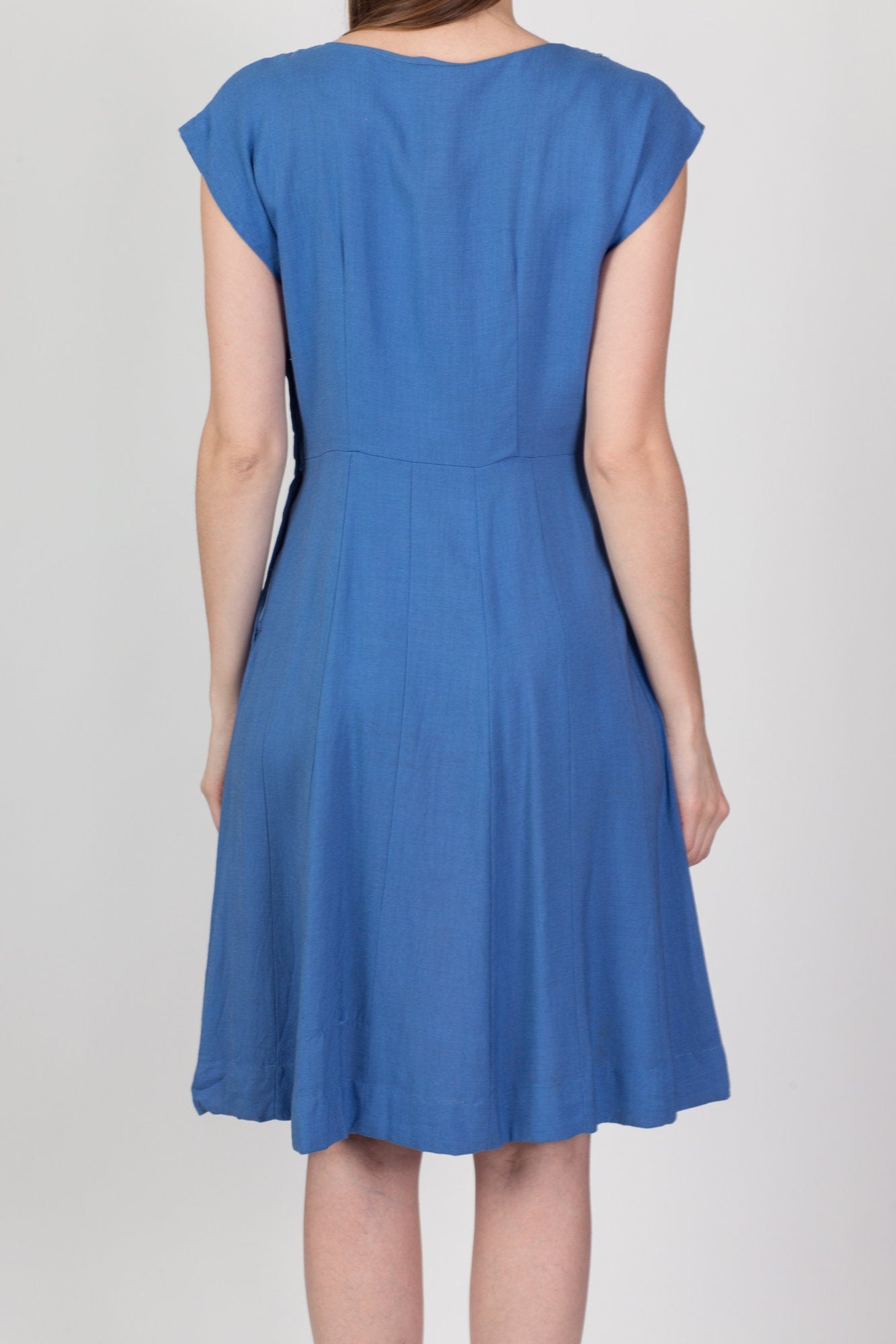 40s 50s Kerrybrooke Cornflower Blue Midi Dress - Medium 