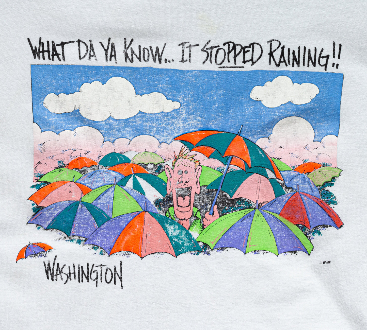 90s Washington "What Do Ya Know, It Stopped Raining!" Tee - Men's XL, Women's 2XL 