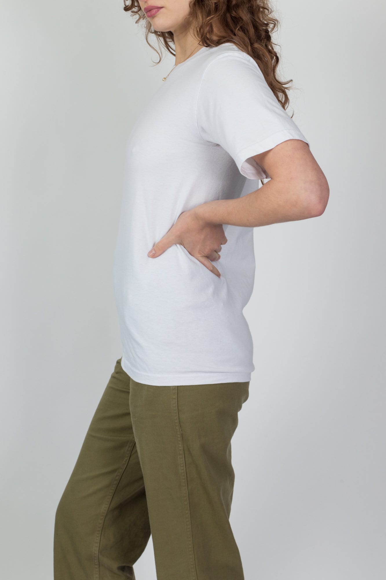 90s Plain White Crew Neck Tee - Small 