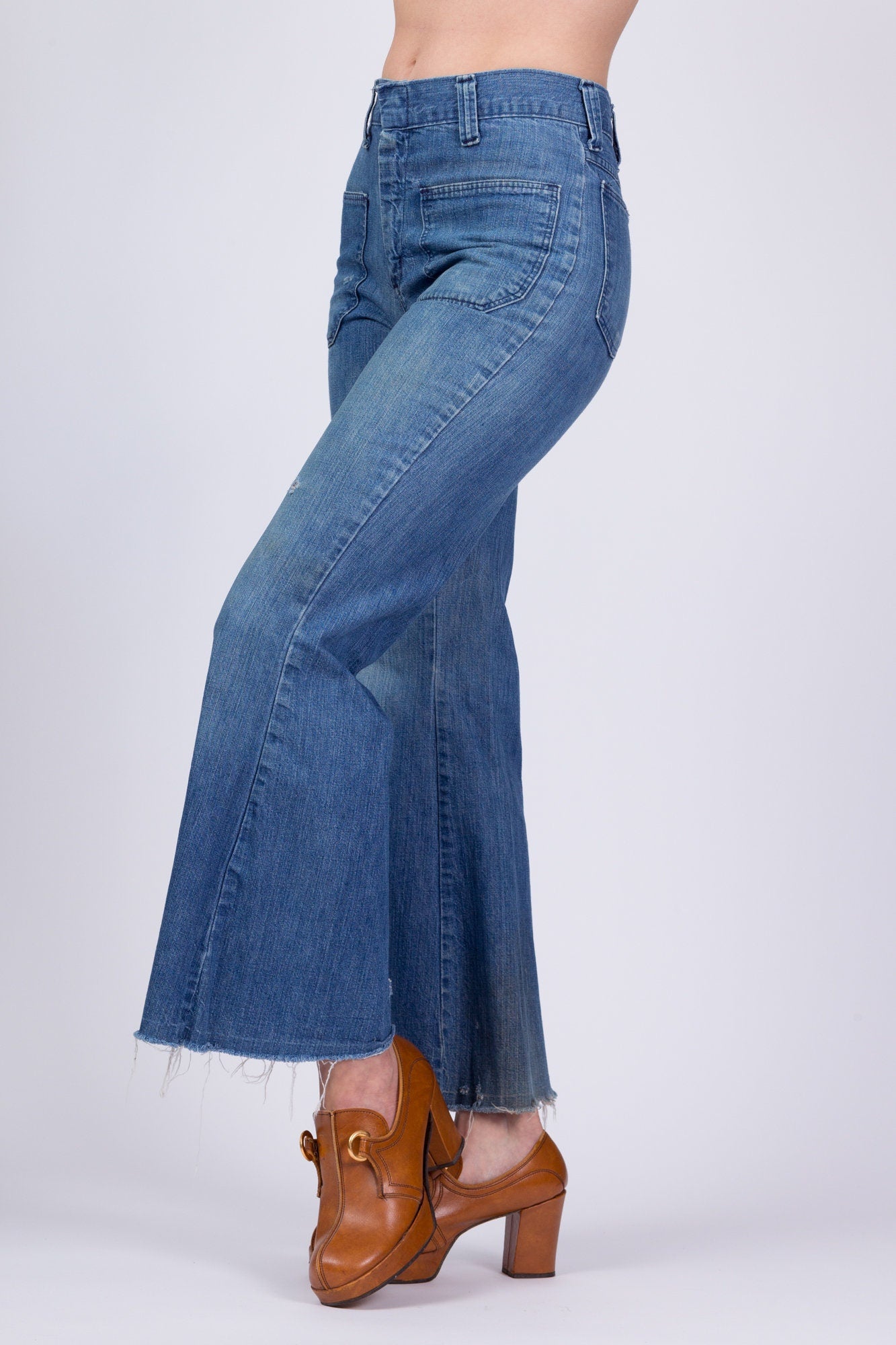 70s Wrangler Faded Denim Bell Bottoms - 29" Waist 