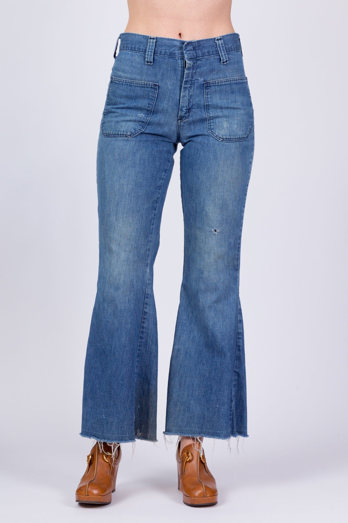 70s Wrangler Faded Denim Bell Bottoms - 29" Waist 