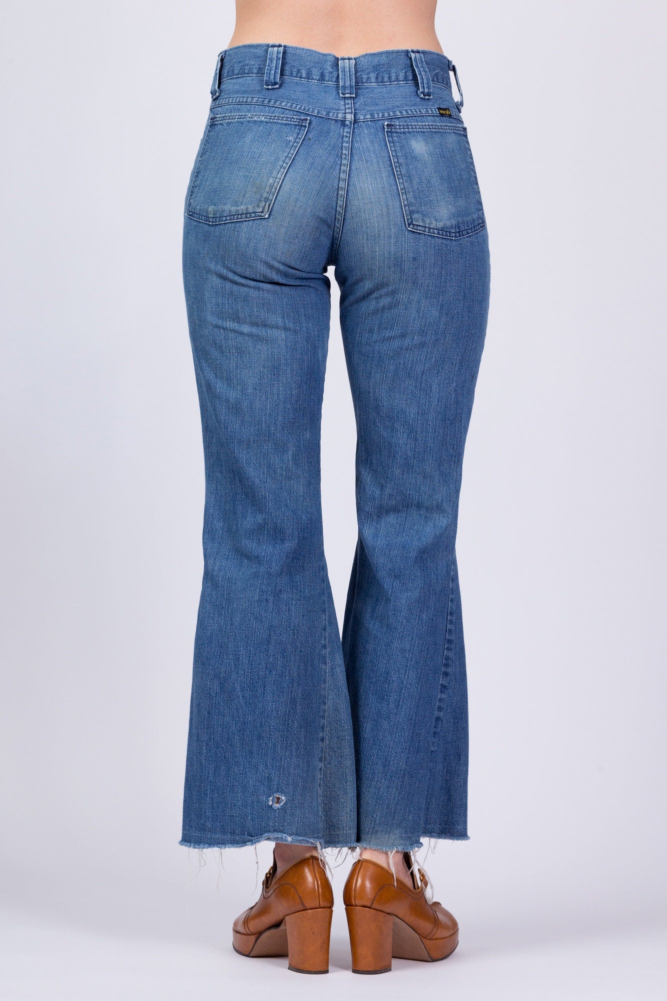 70s Wrangler Faded Denim Bell Bottoms - 29 Waist