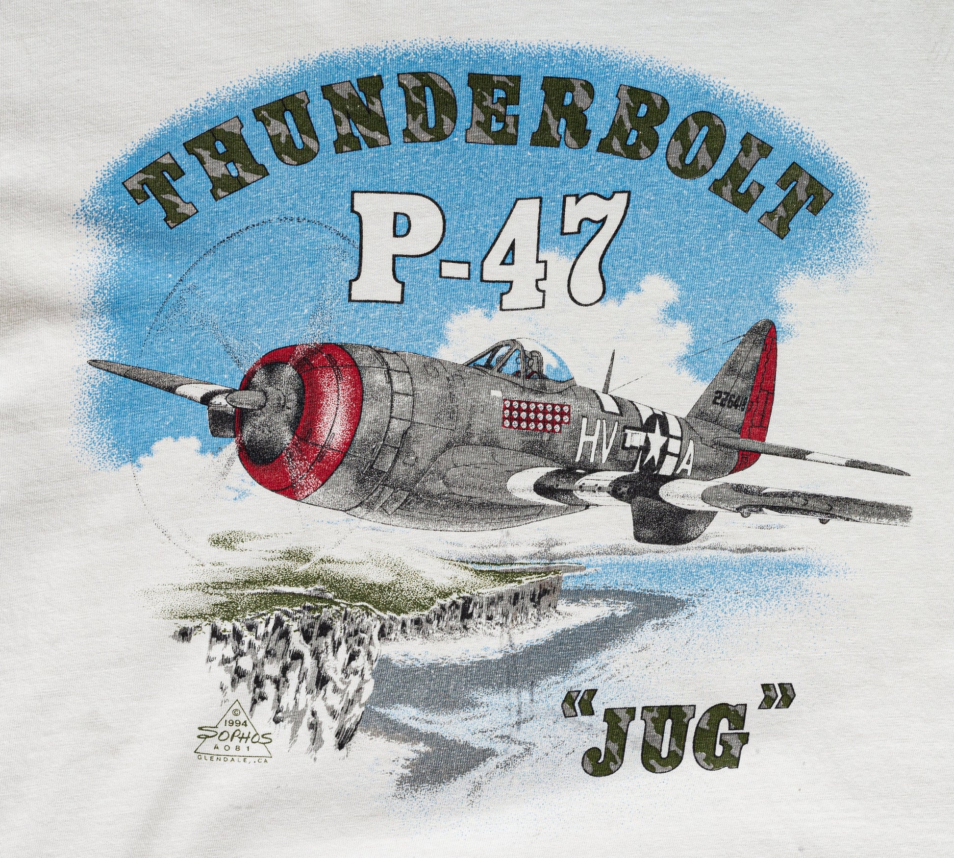 90s P-47 Thunderbolt Jug Fighter Jet Shirt - Men's Small, Women's Medium 