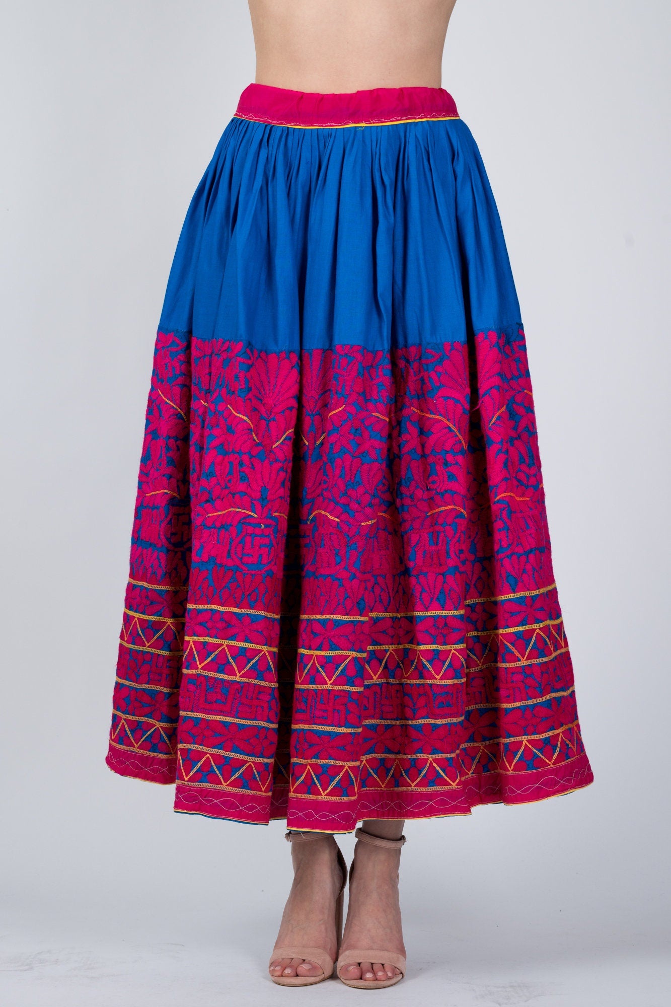 Vintage Indian Rabari Hand Embroidered Ethnic Skirt - Medium to Large 