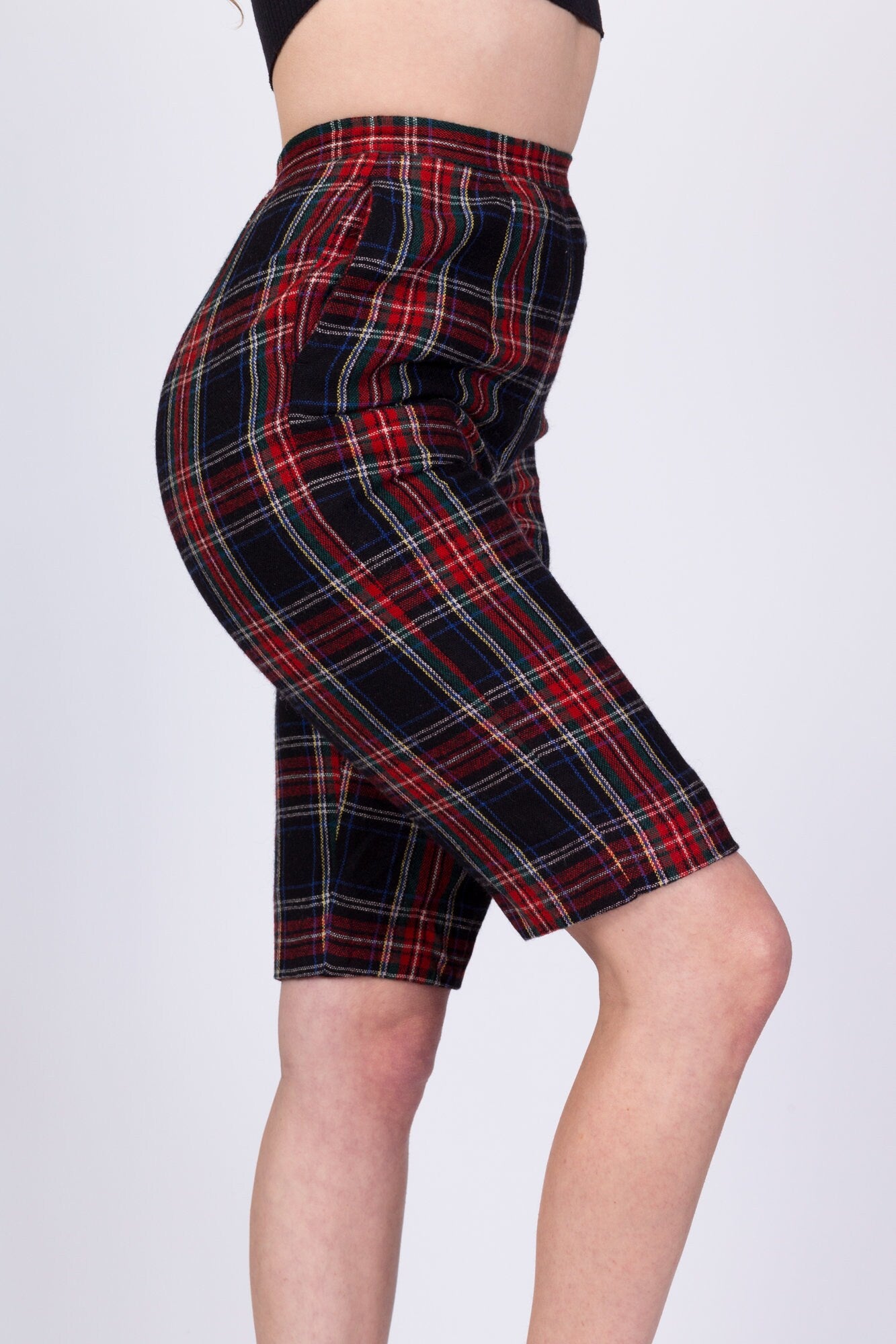 Red plaid biker sales shorts
