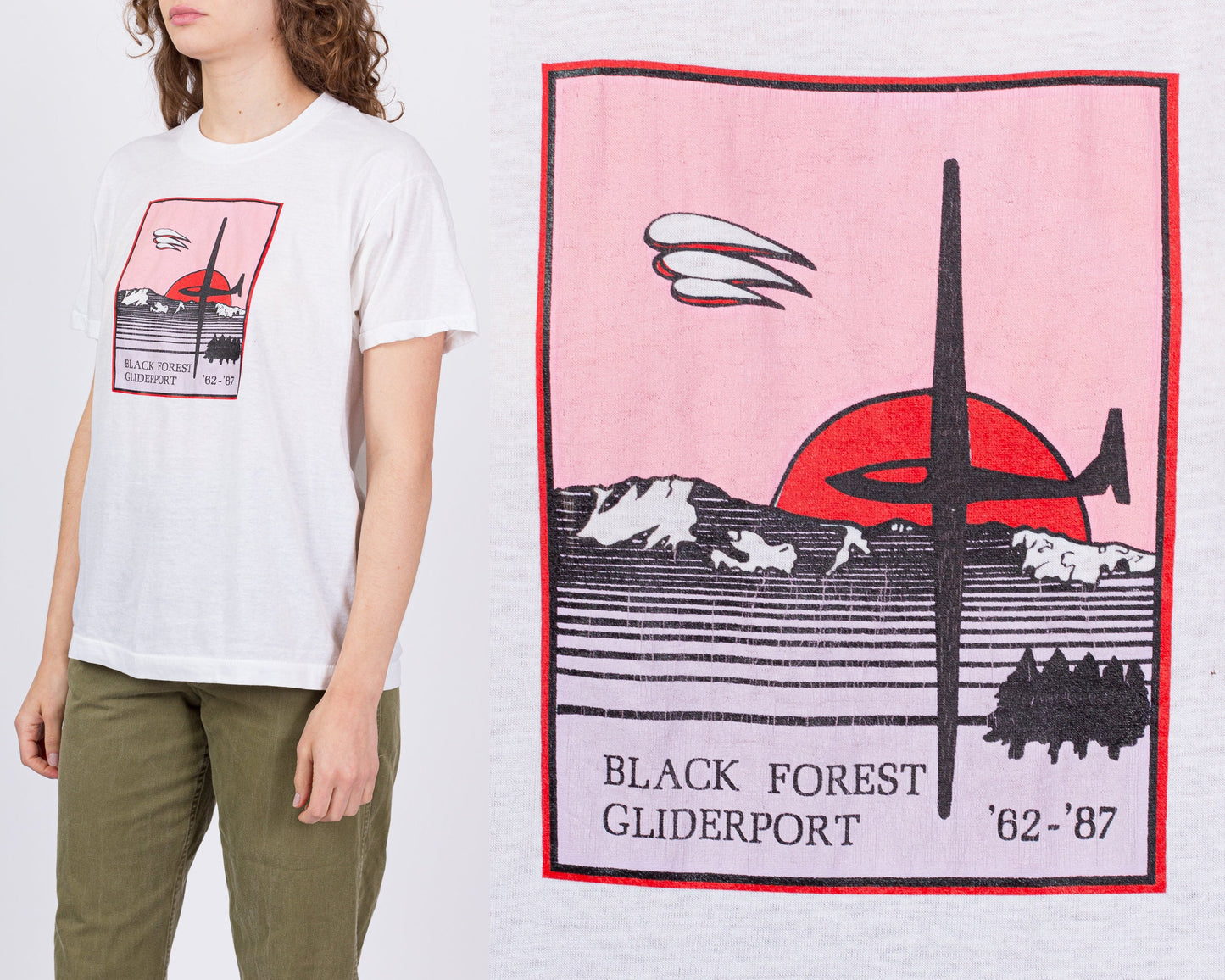 80s Black Forest Gliderport Airfield Shirt - Men's Medium, Women's Large 