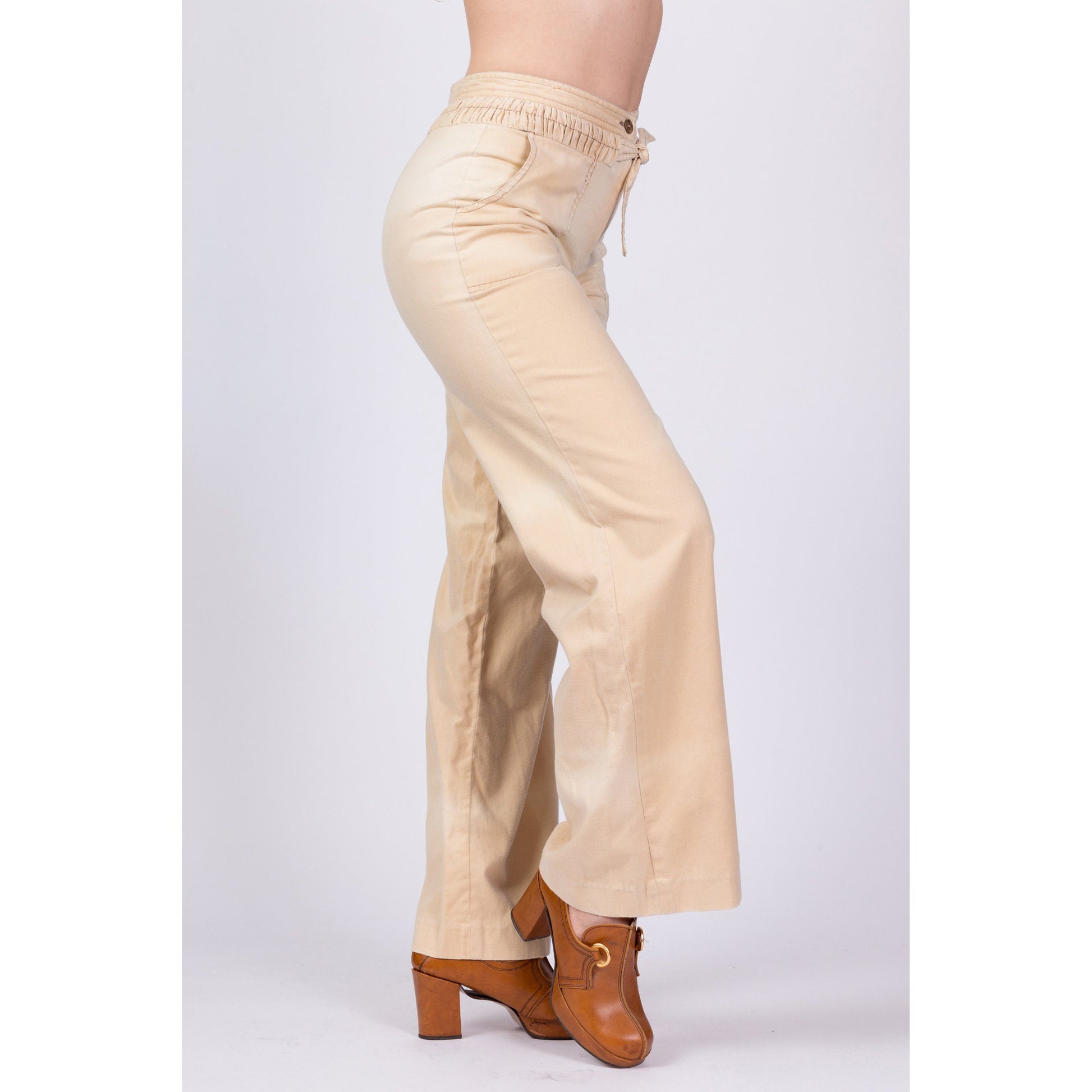 70s Sun-Faded Khaki Trousers - Small, 27.5" 