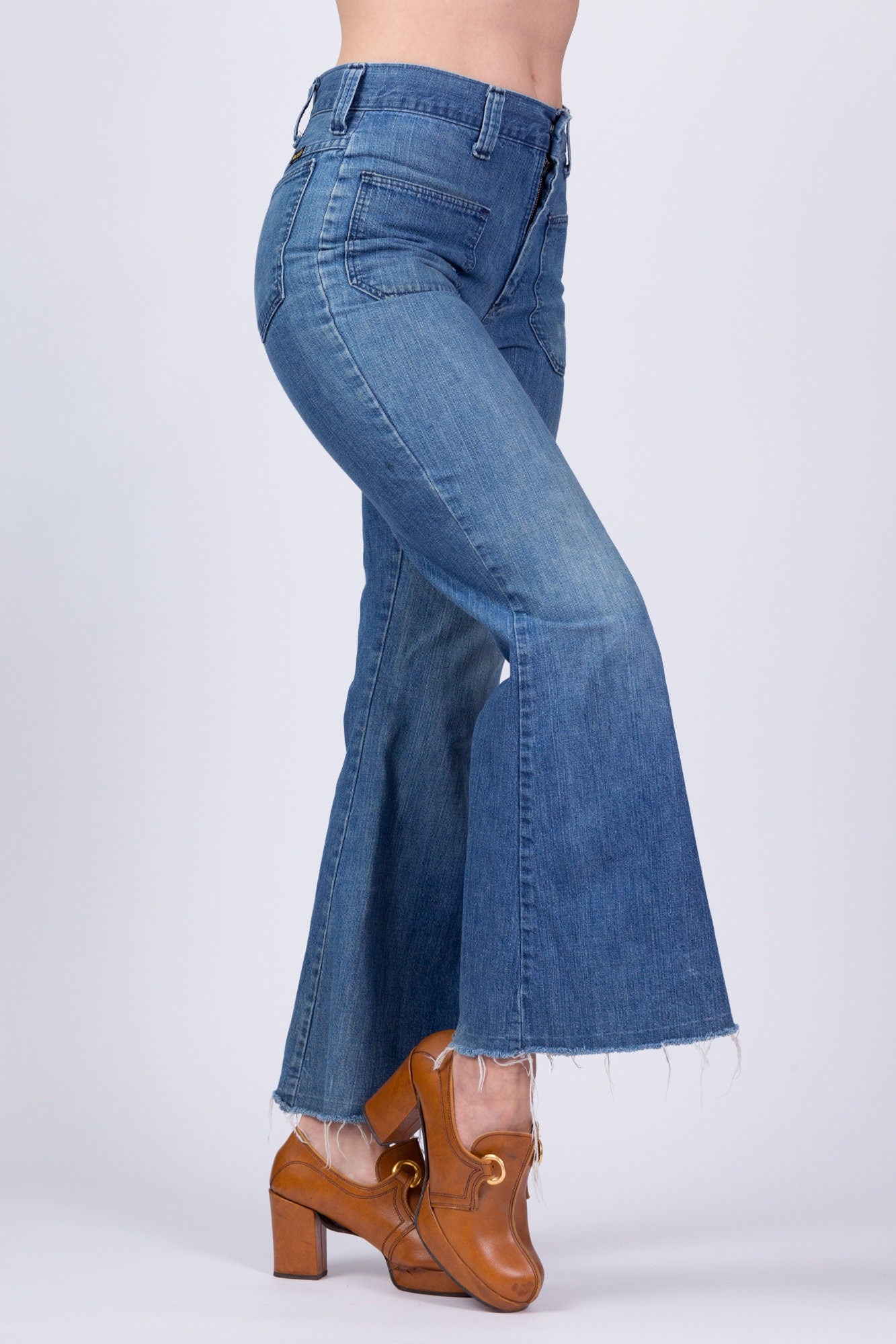 70s Wrangler Faded Denim Bell Bottoms - 29" Waist 