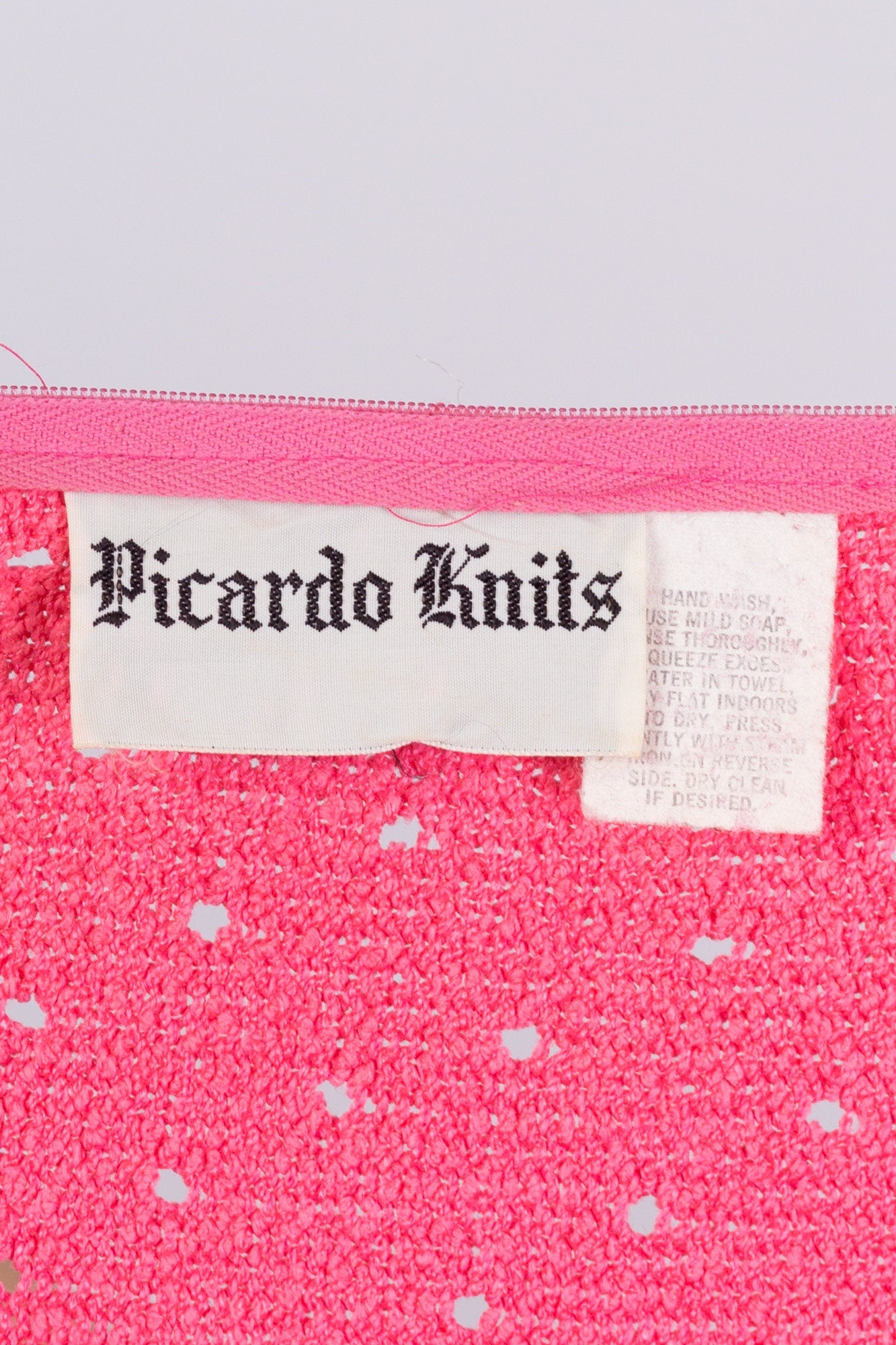 70s Picardo Knits Pink Eyelet Maxi Dress - Medium 