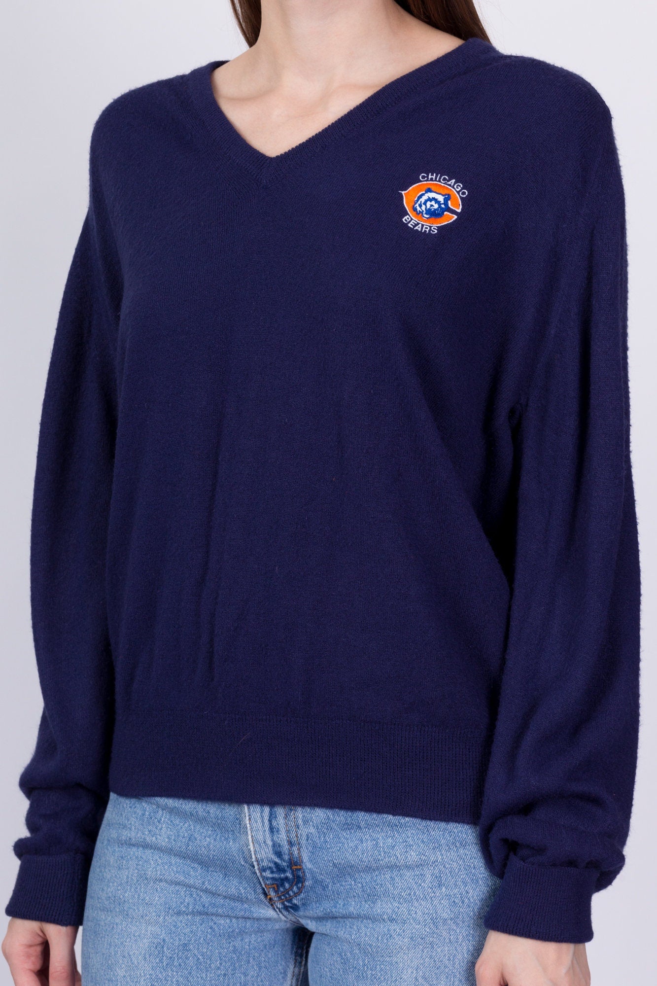 70s Chicago Bears V Neck Sweater - Men's Medium 