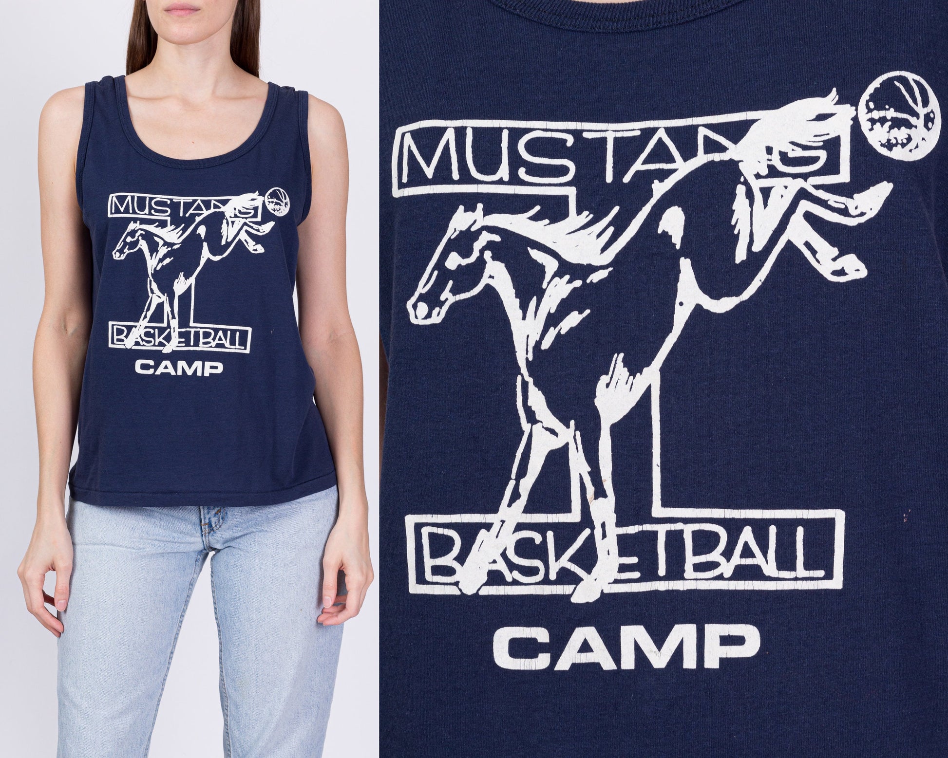 80s Mustangs Basketball Camp Tank - Unisex Medium 