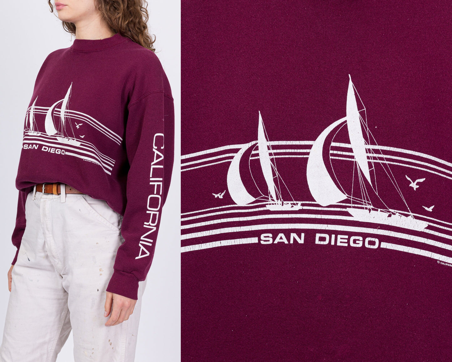 80s San Diego California Tourist Sweatshirt - Men's Large, Women's XL 