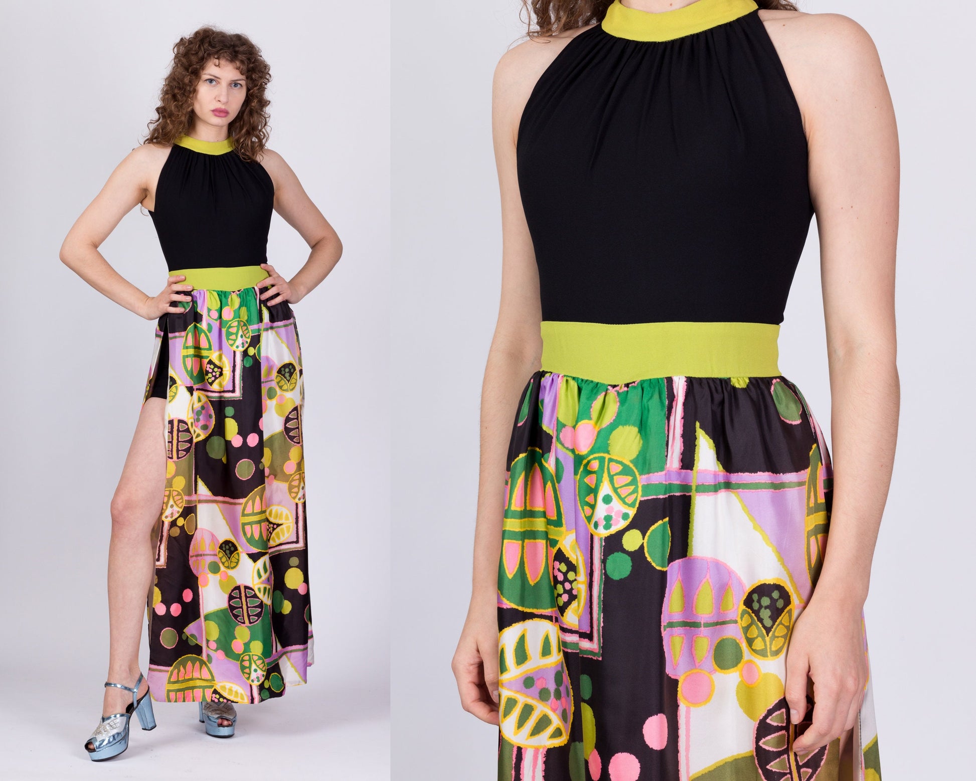 60s 70s Boho Abstract Peekaboo Romper - Extra Small 