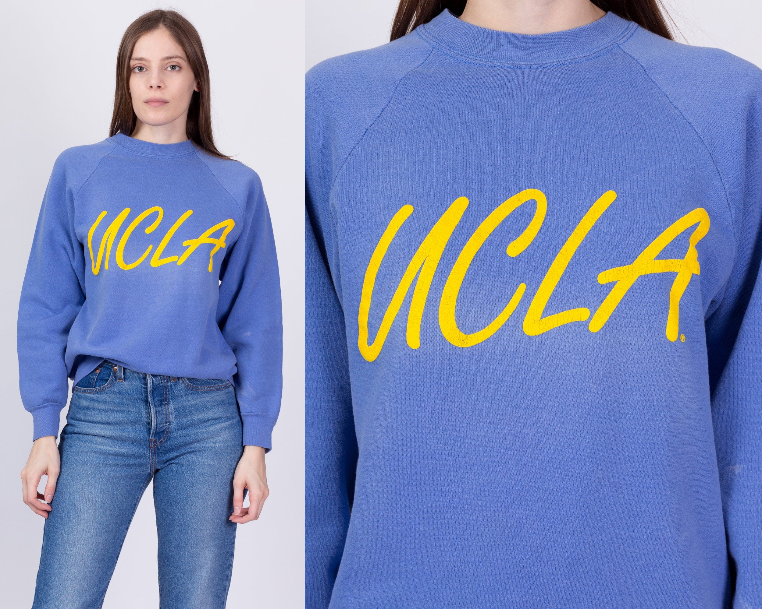 80s UCLA Raglan Sleeve Sweatshirt Men s Medium Women s Large Flying Apple Vintage