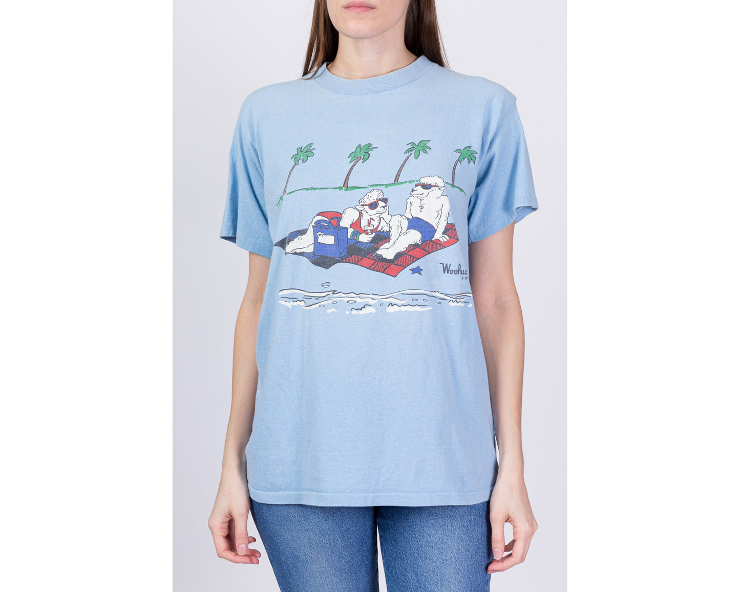 80s Woolrich Sheep Vacation T Shirt - Men's Medium, Women's Large 