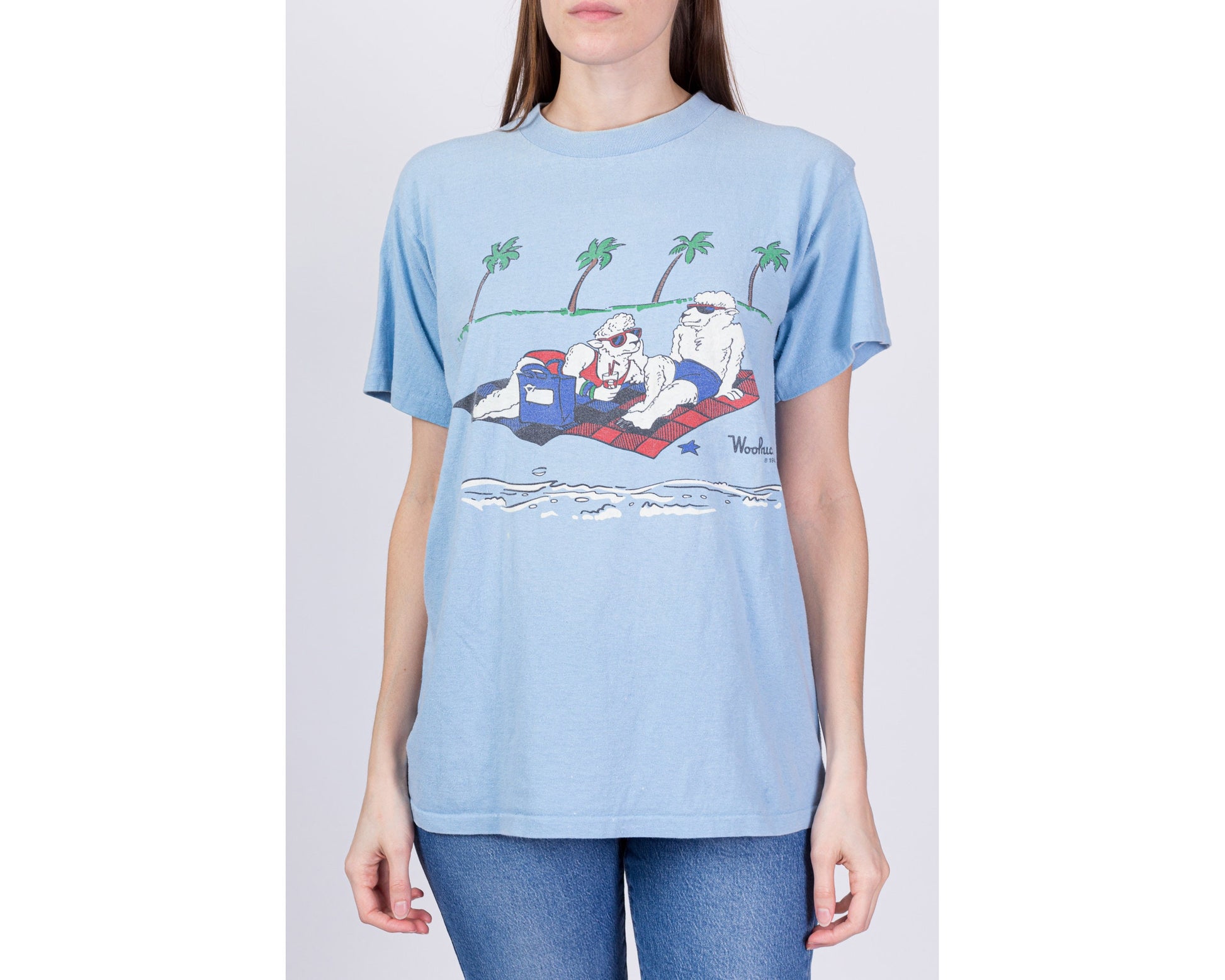 80s Woolrich Sheep Vacation T Shirt - Men's Medium, Women's Large 