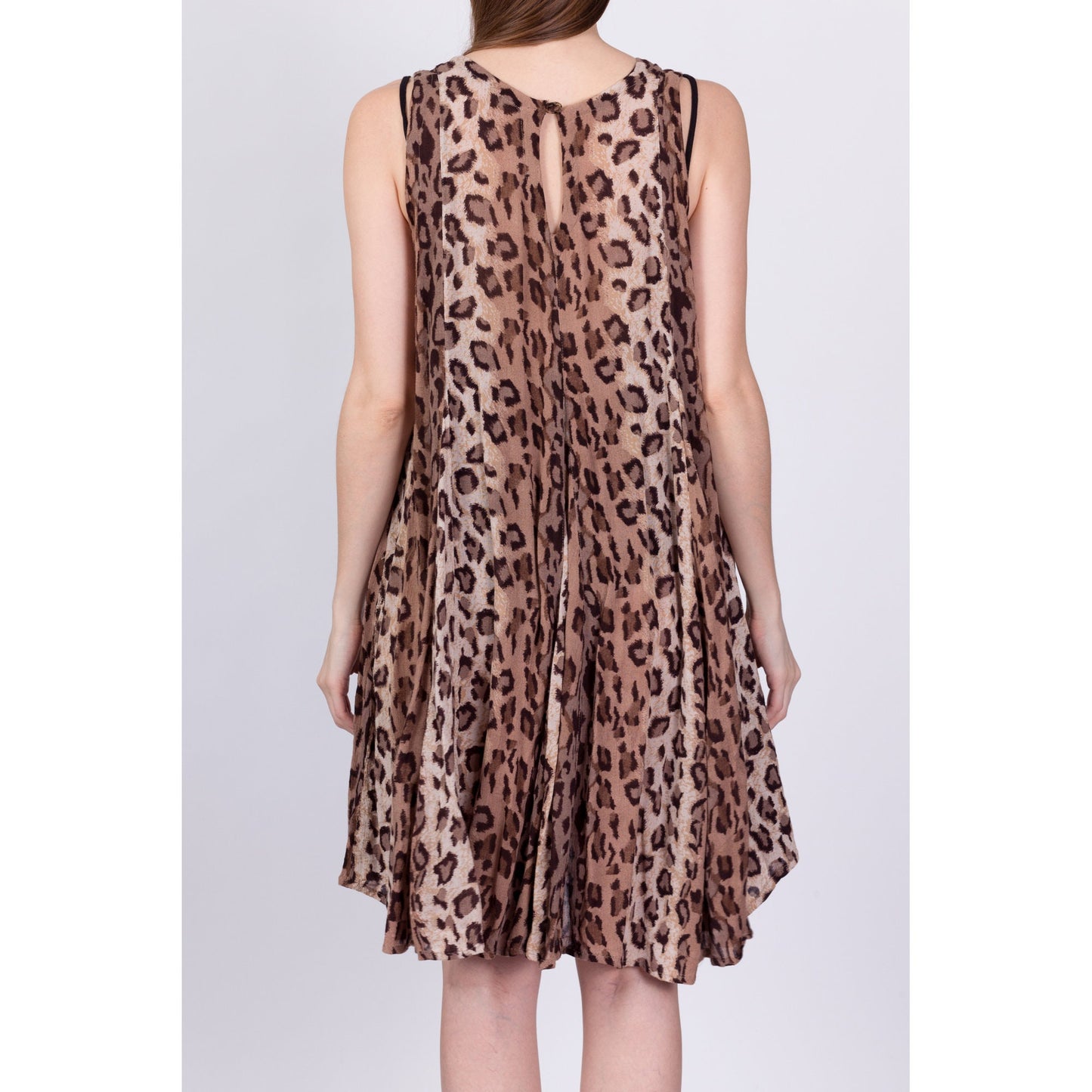 90s Grunge Leopard Print High-Low Mini Dress - One Size 