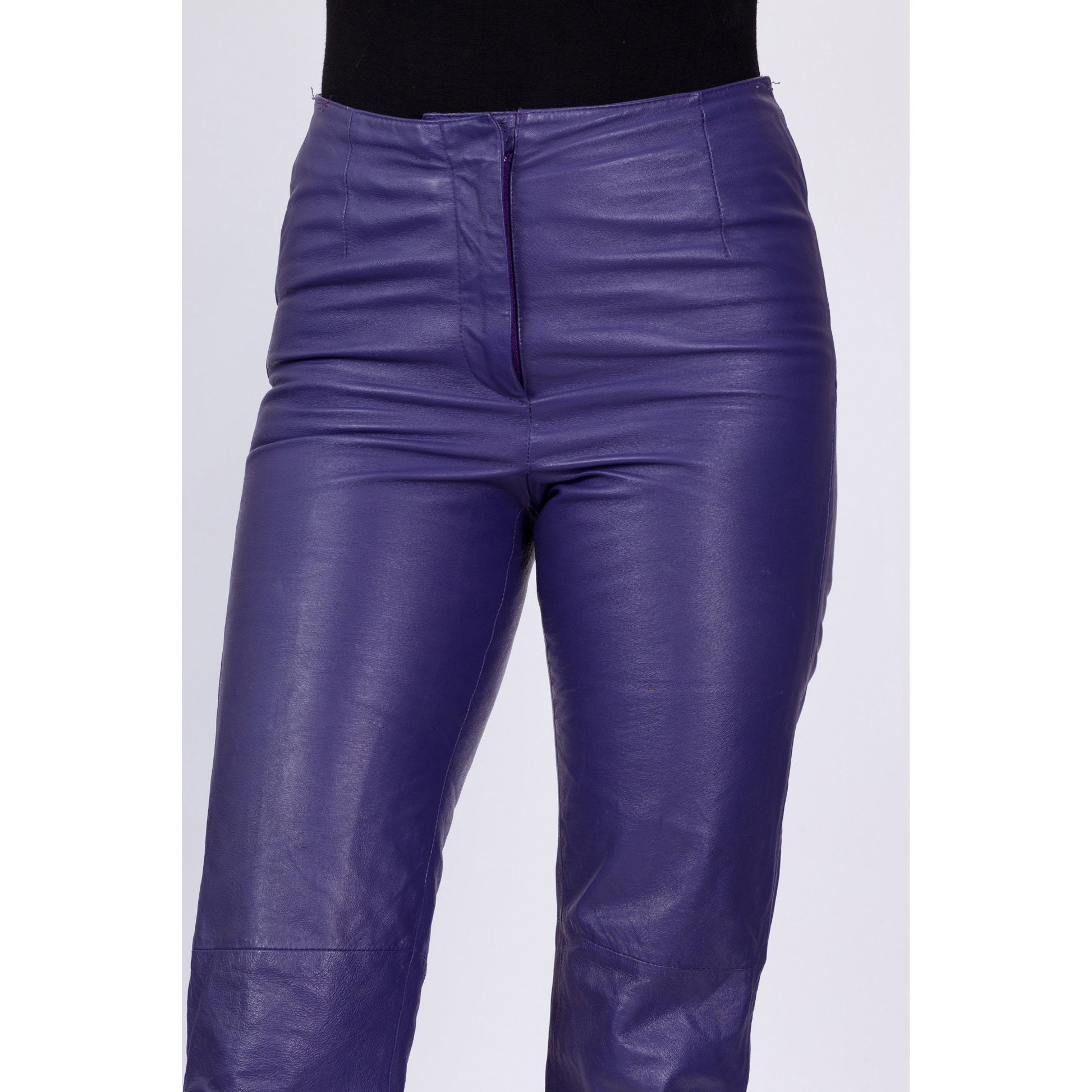 90s Purple Leather Zip-Off Pants - Small 