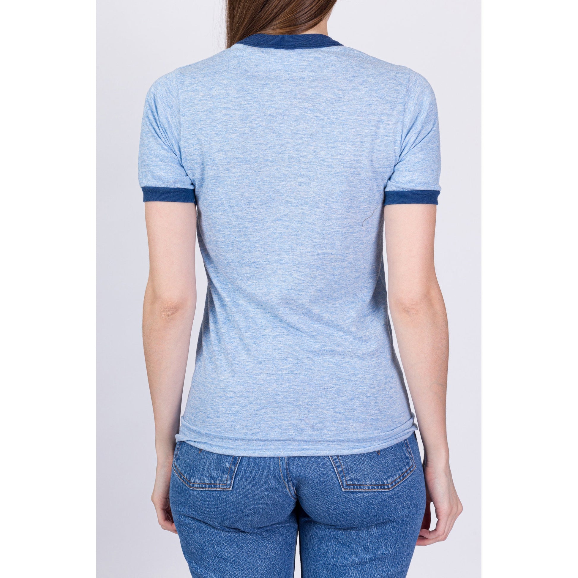 80s Abney & Abney Construction Ringer Tee - Men's XS, Women's XS to Small 