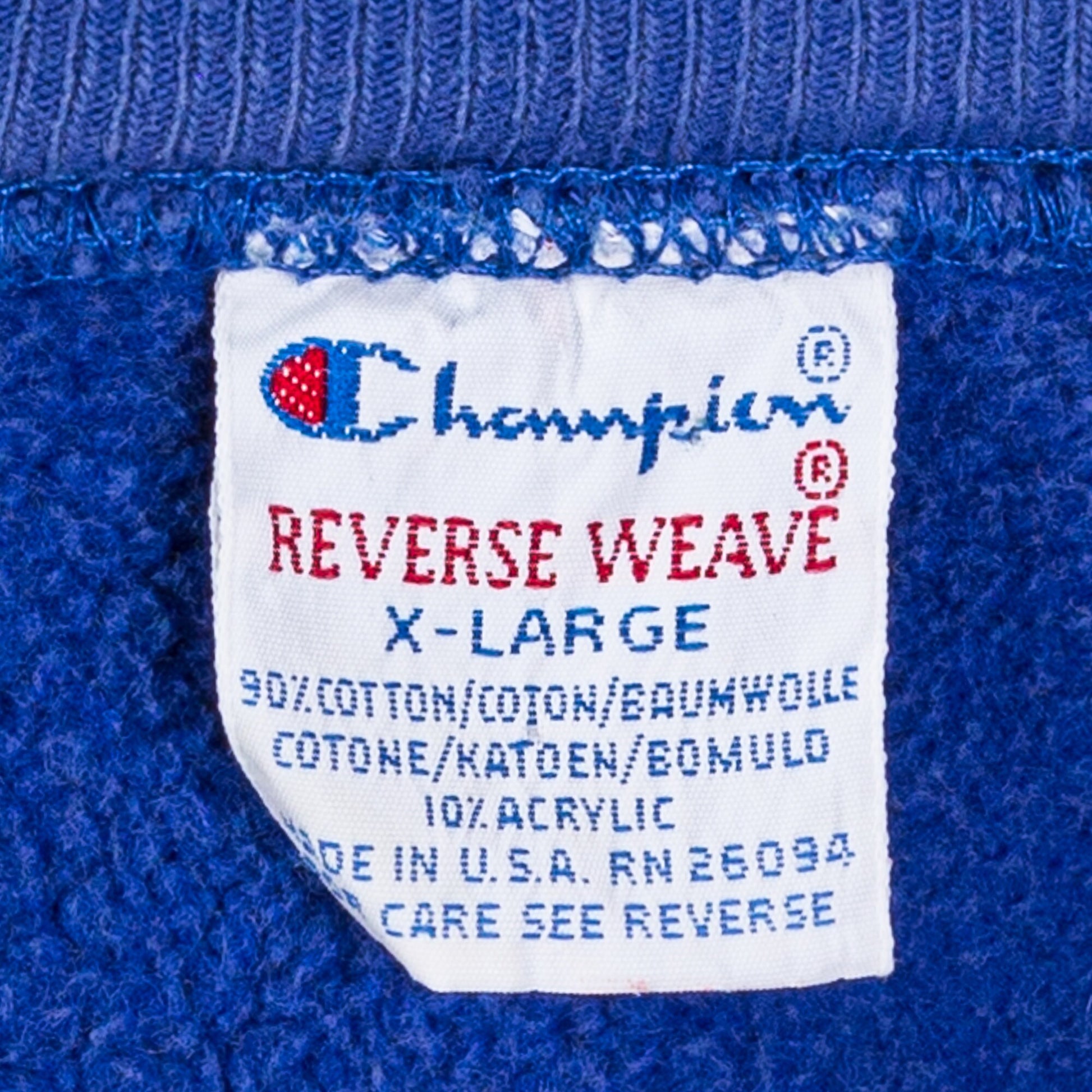 90s Champion Reverse Weave Blue Sweatshirt - Men's Large, Women's XL 