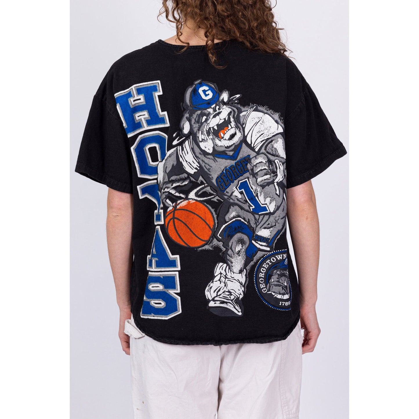 Vintage Georgetown Hoyas Button Up Mascot Shirt - Men's Large, Women's XL 