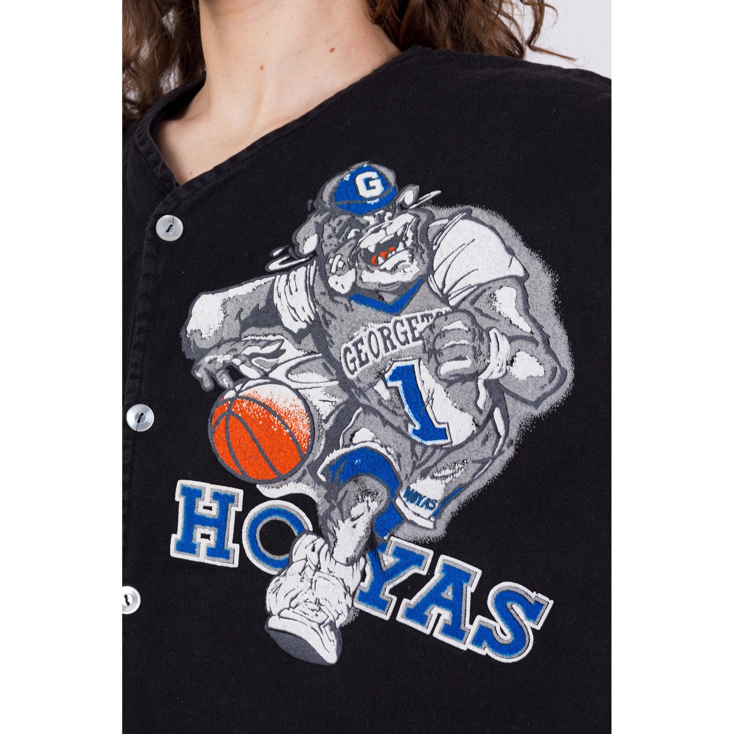 Vintage Georgetown Hoyas Button Up Mascot Shirt - Men's Large, Women's XL 