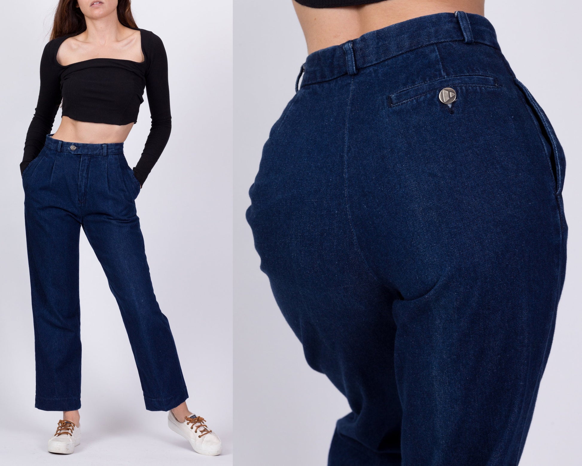90s Liz Claiborne Dark Wash Pleated Petite Mom Jeans - Extra Small, 24" 