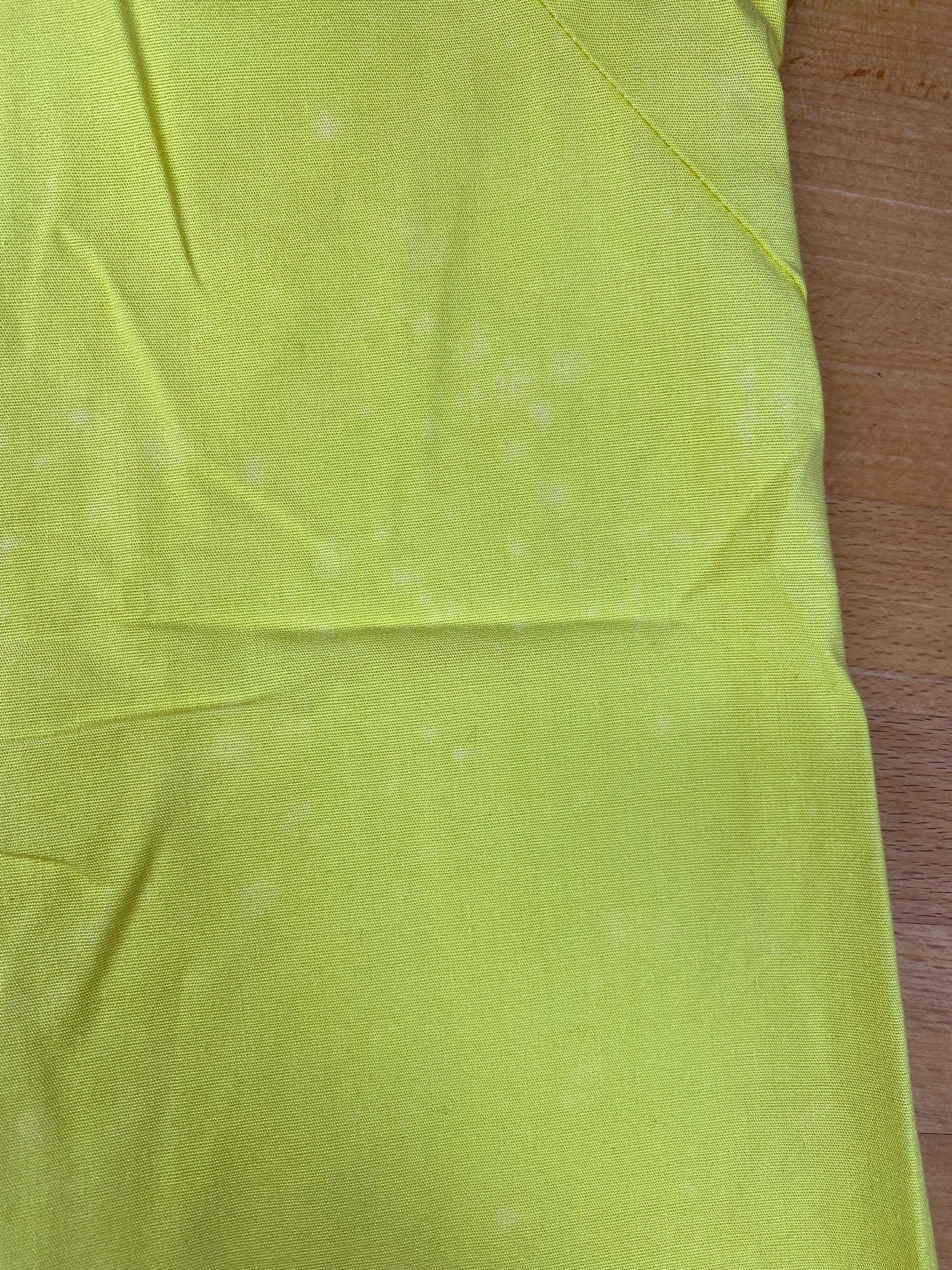 60s Chartreuse Embroidered Bib Collar Romper - Small 