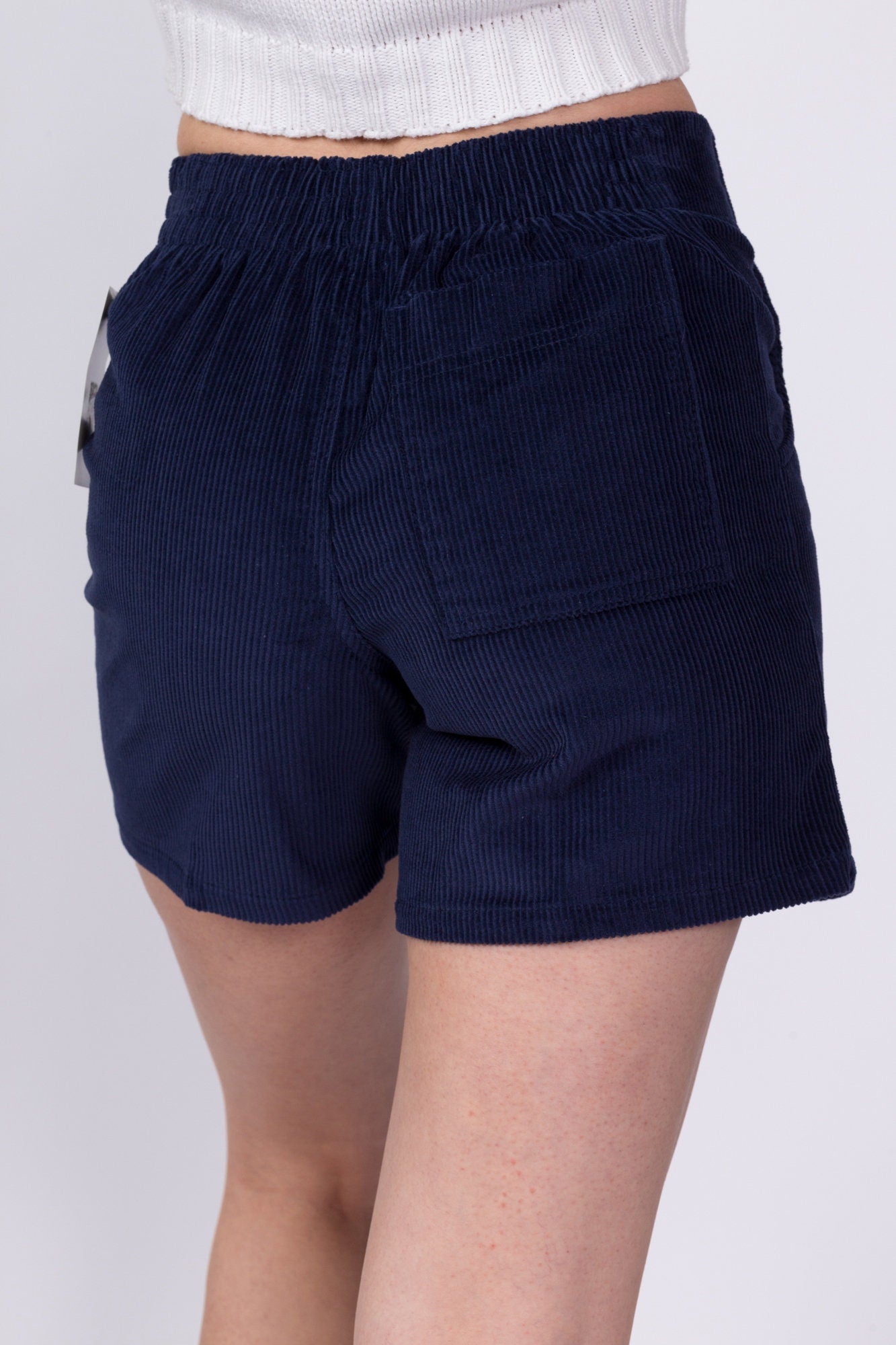 90s Navy Blue Corduroy Shorts, Deadstock - Petite XS 