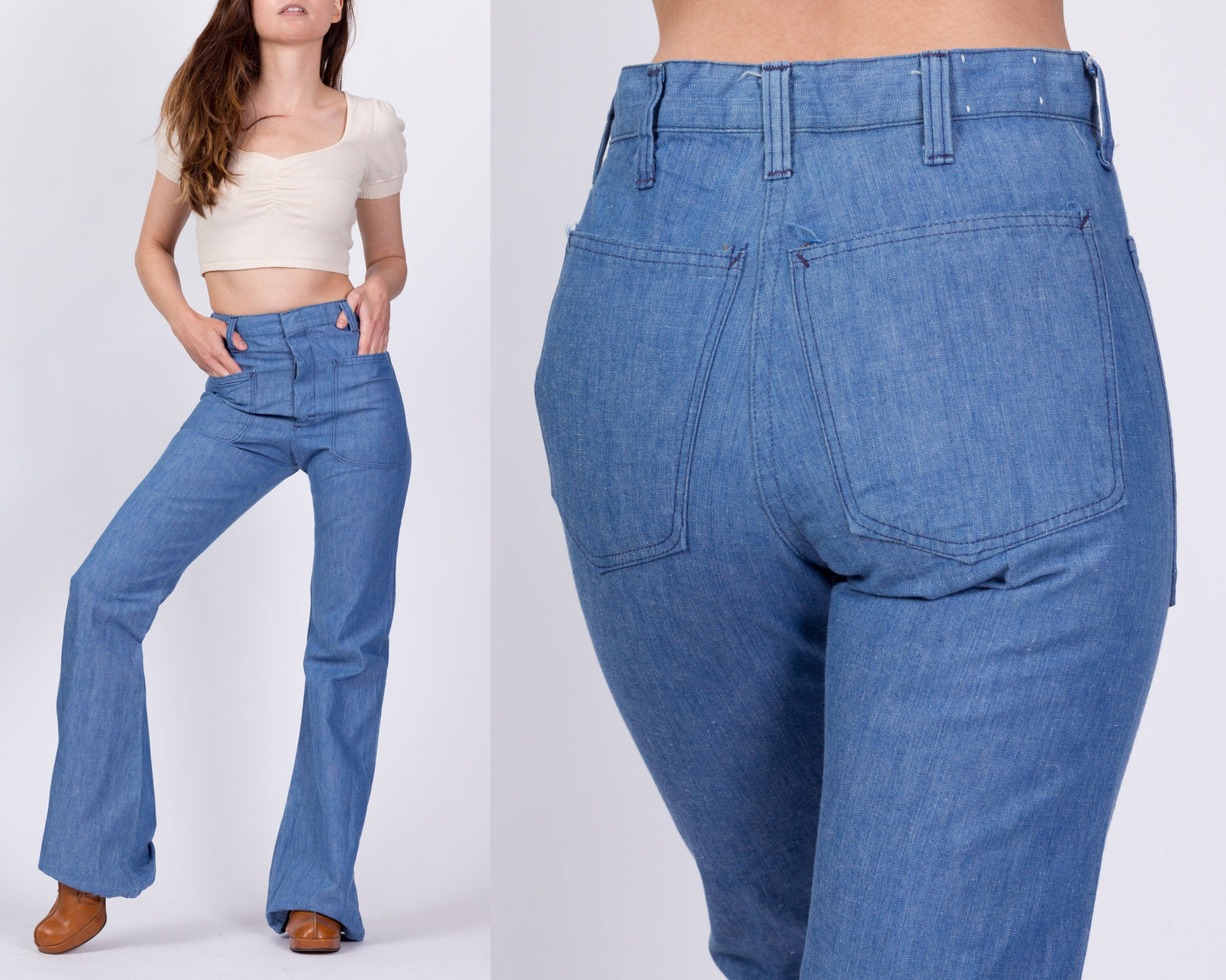 60s 70s High Waist Sailor Pants - Unisex XS 