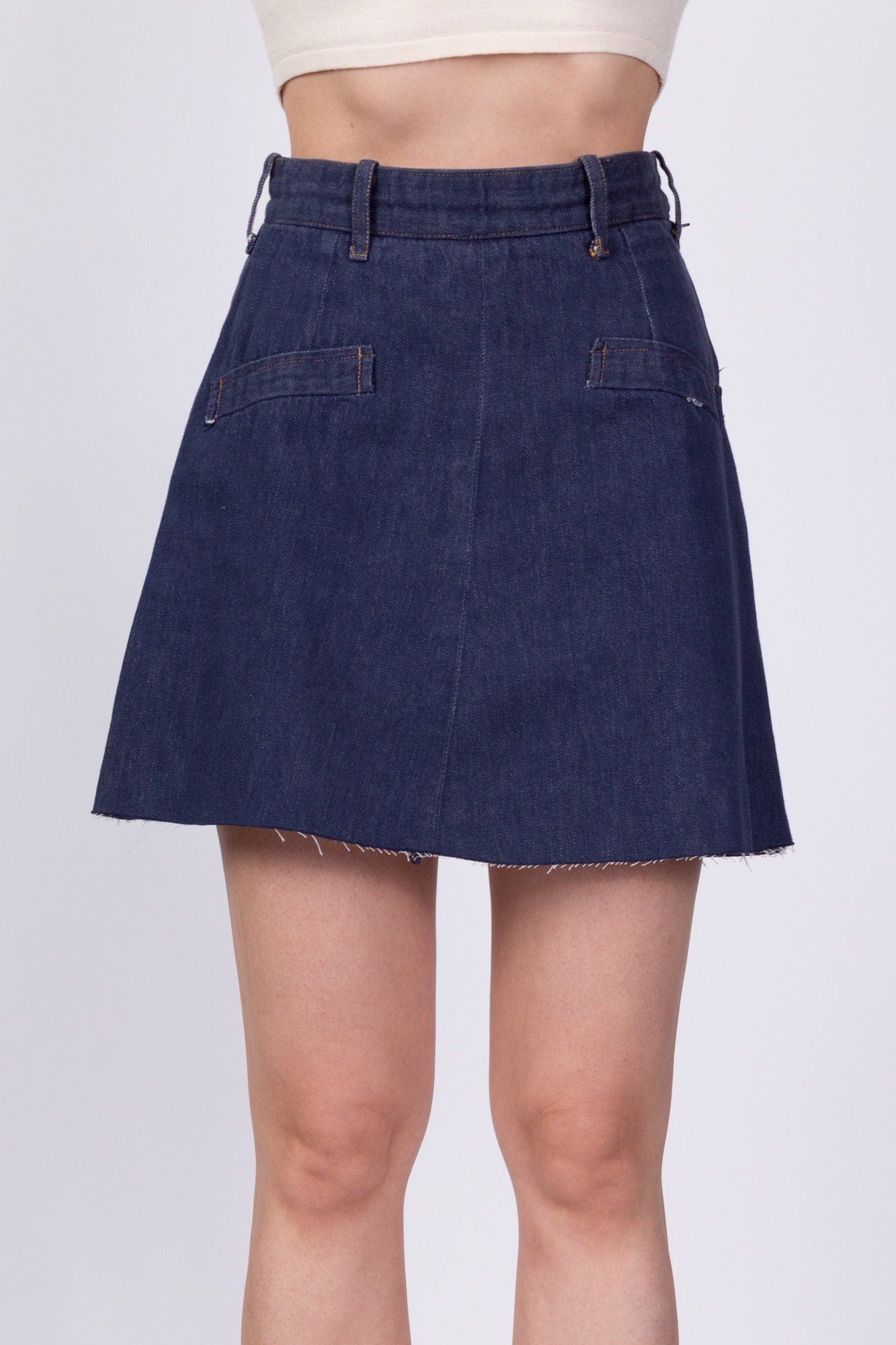 70s Denim A Line Mini Skirt - Extra Small, 23.5" 