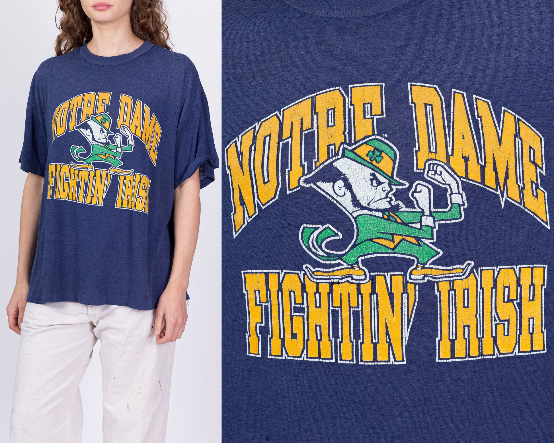 80s Notre Dame Fightin' Irish Burnout Tee - Men's XL 