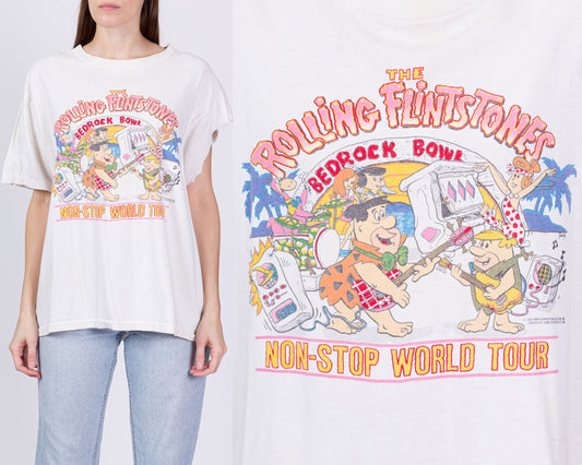 80s The Rolling Flintstones World Tour T Shirt - Men's Large, Women's XL 
