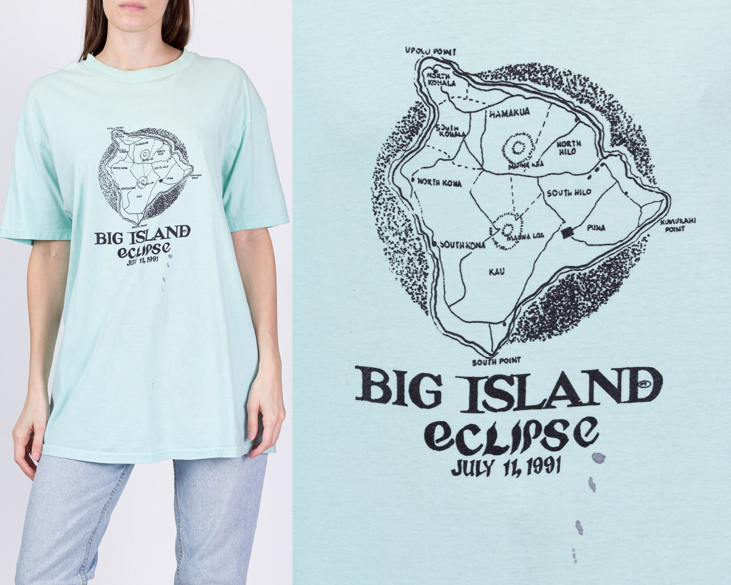 1991 Hawaii Big Island Solar Eclipse T Shirt - Men's Large, Women's XL 