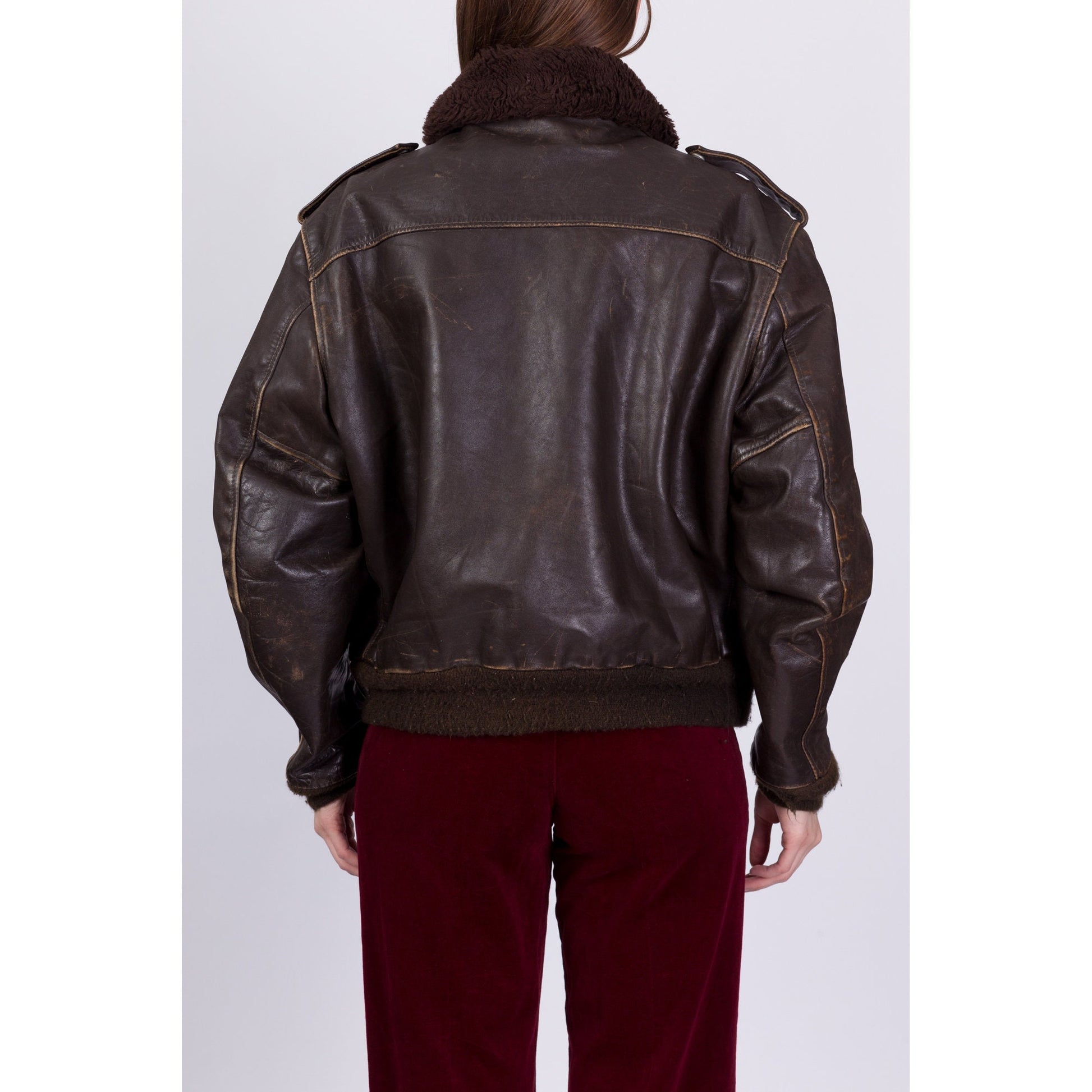 70s Schott G-1 Brown Leather Bomber Flight Jacket - Men's Large, Women's XL 