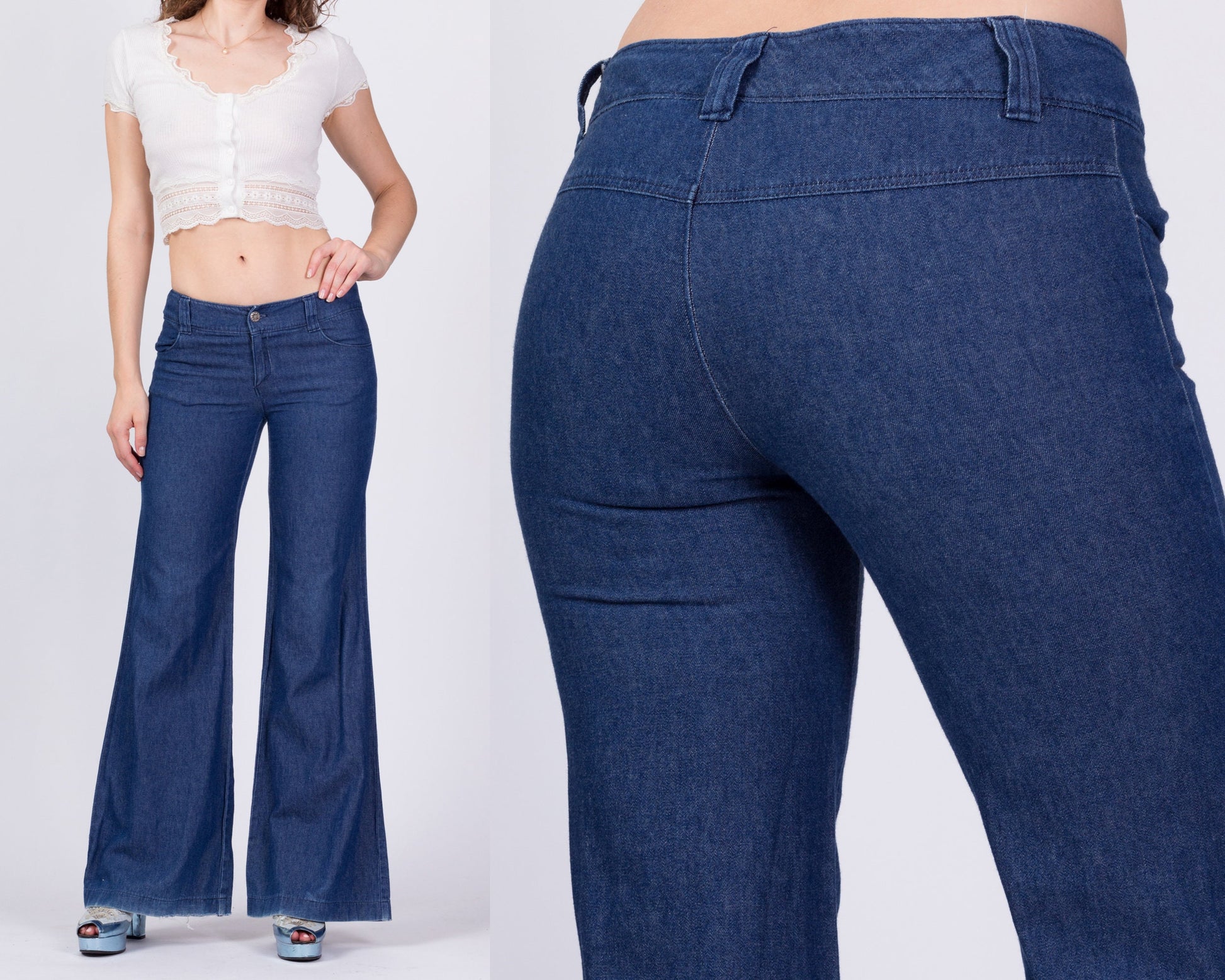 Vintage Low Rise Bell Bottom Jeans - Small 