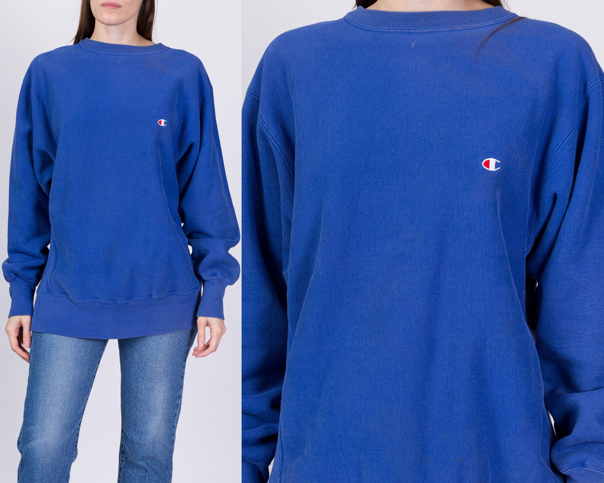90s Champion Reverse Weave Blue Sweatshirt - Men's Large, Women's XL 