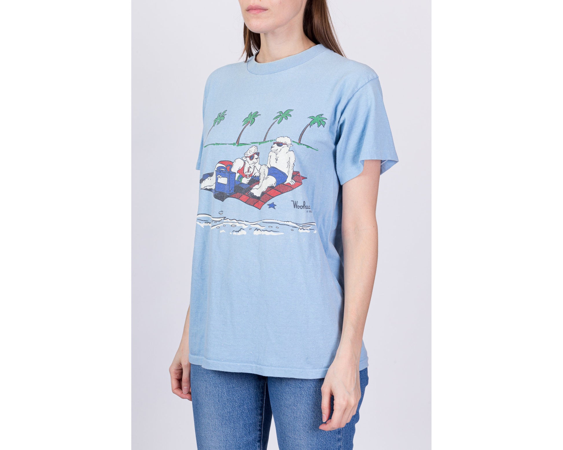 80s Woolrich Sheep Vacation T Shirt - Men's Medium, Women's Large 