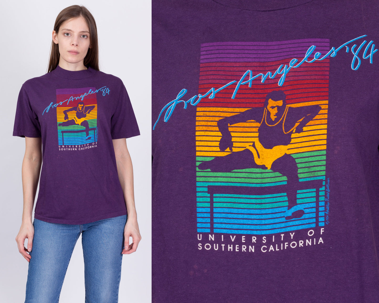 1984 Los Angeles Olympics Track & Field T Shirt - Medium 