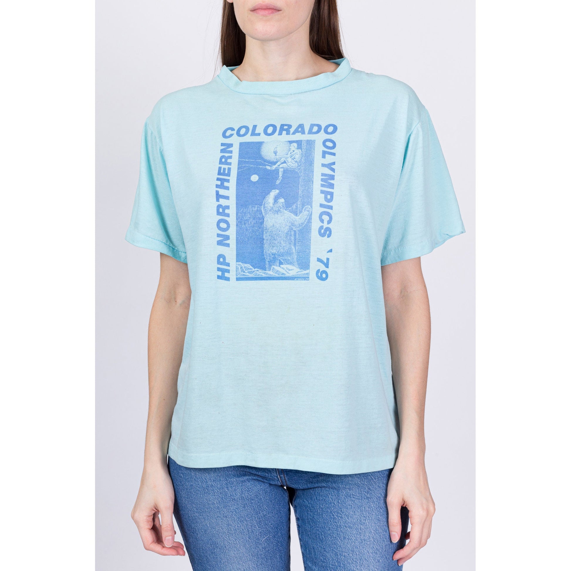 1979 Colorado Olympics Bear T Shirt - Men's Medium, Women's Large 