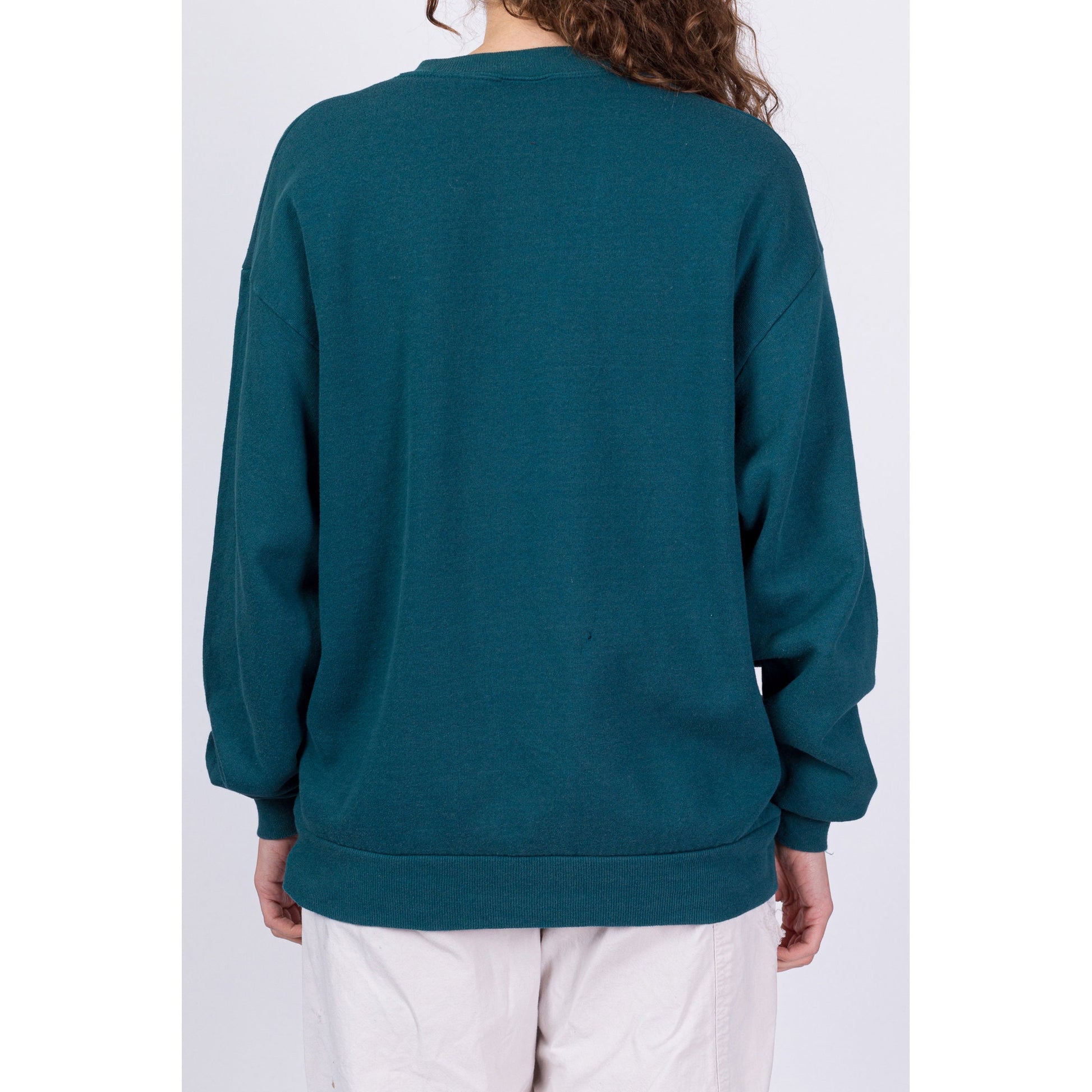 80s Dark Teal Crewneck Sweatshirt - Men's Large, Women's XL 
