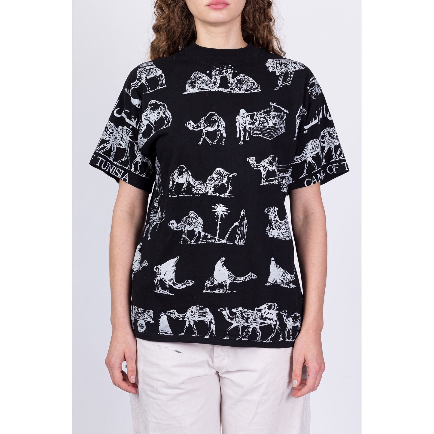 Vintage Camel Of Tunisia All Over Print T Shirt - Men's Medium, Women's Large 