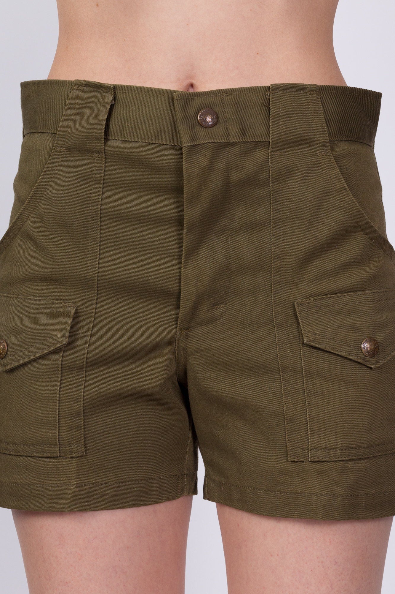 70s High Waist Boy Scout Uniform Shorts - XS to Small 