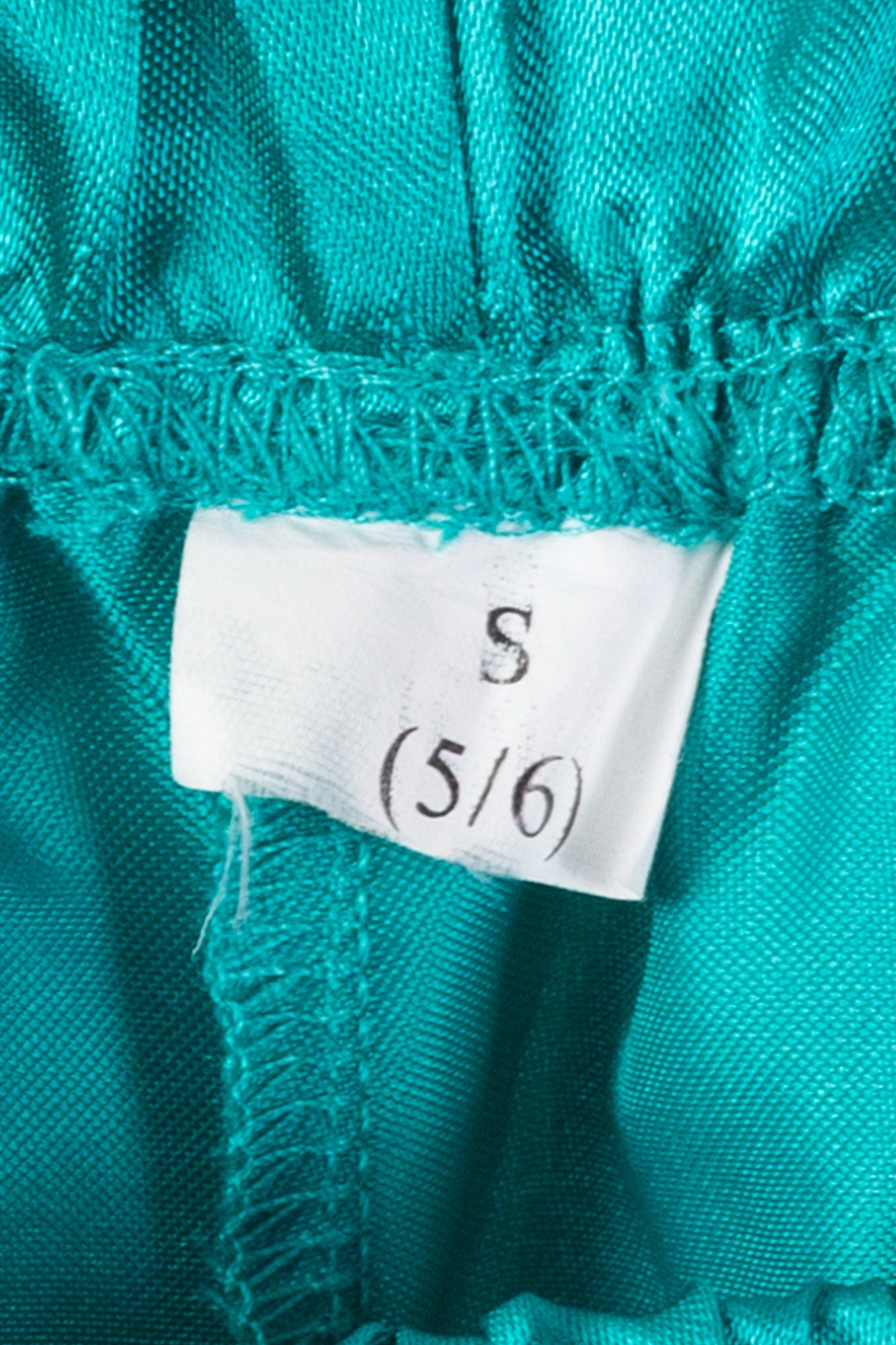 Vintage Teal Satin Wave Print Lounge Pants - Youth Small 
