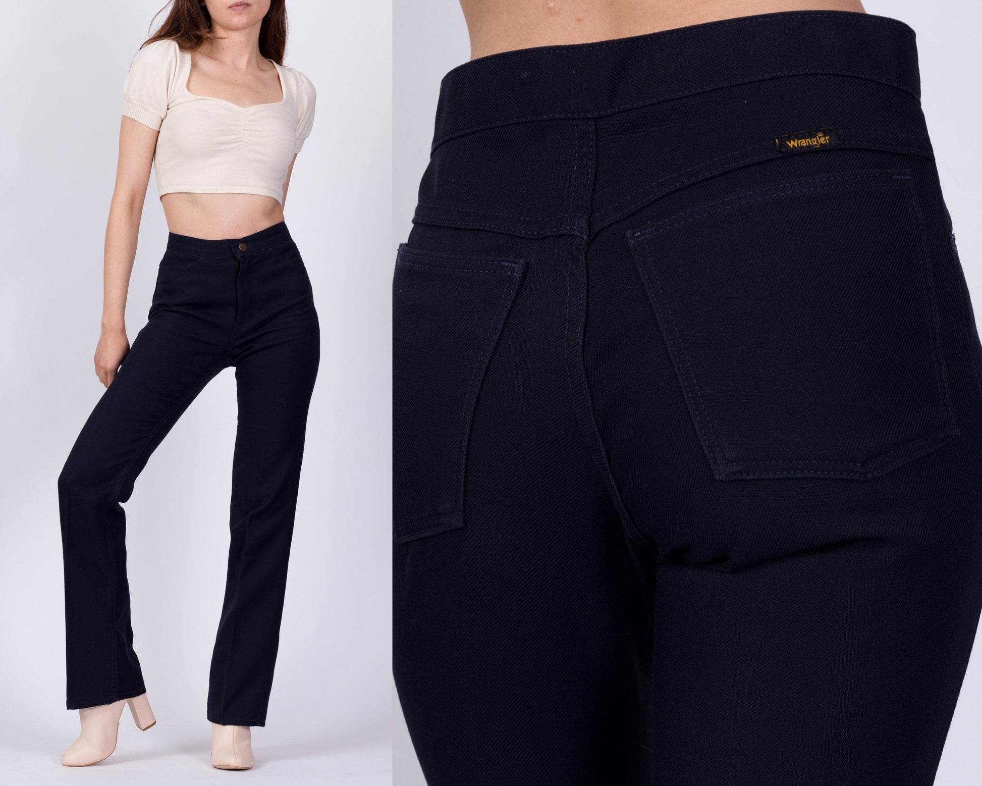 70s Wrangler Midnight Blue Trousers - Men's XS, Women's Small 