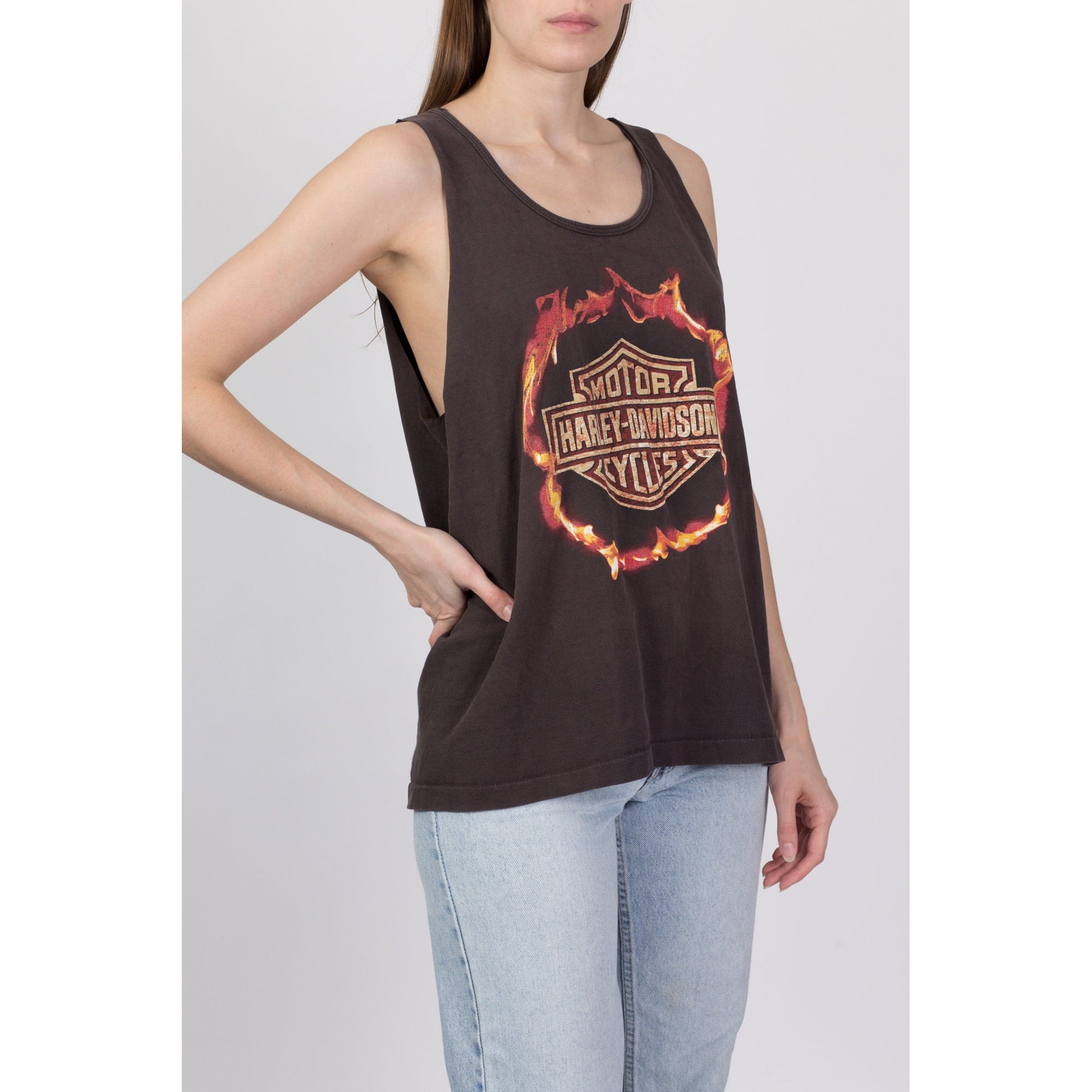 Vintage 1998 Harley Davidson Chuck Holenda 50th Anniversary Muscle Tee - Men's Medium, Women's Large 