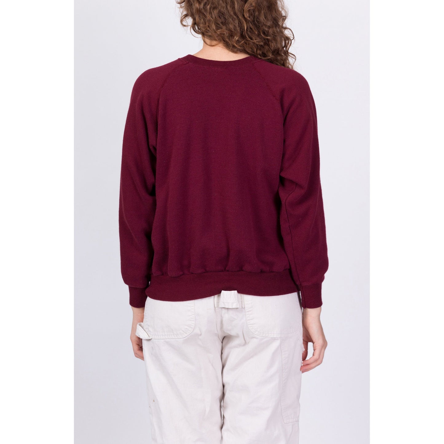 80s Maroon Soft Raglan Sweatshirt - Men's Medium Short, Women's Large 