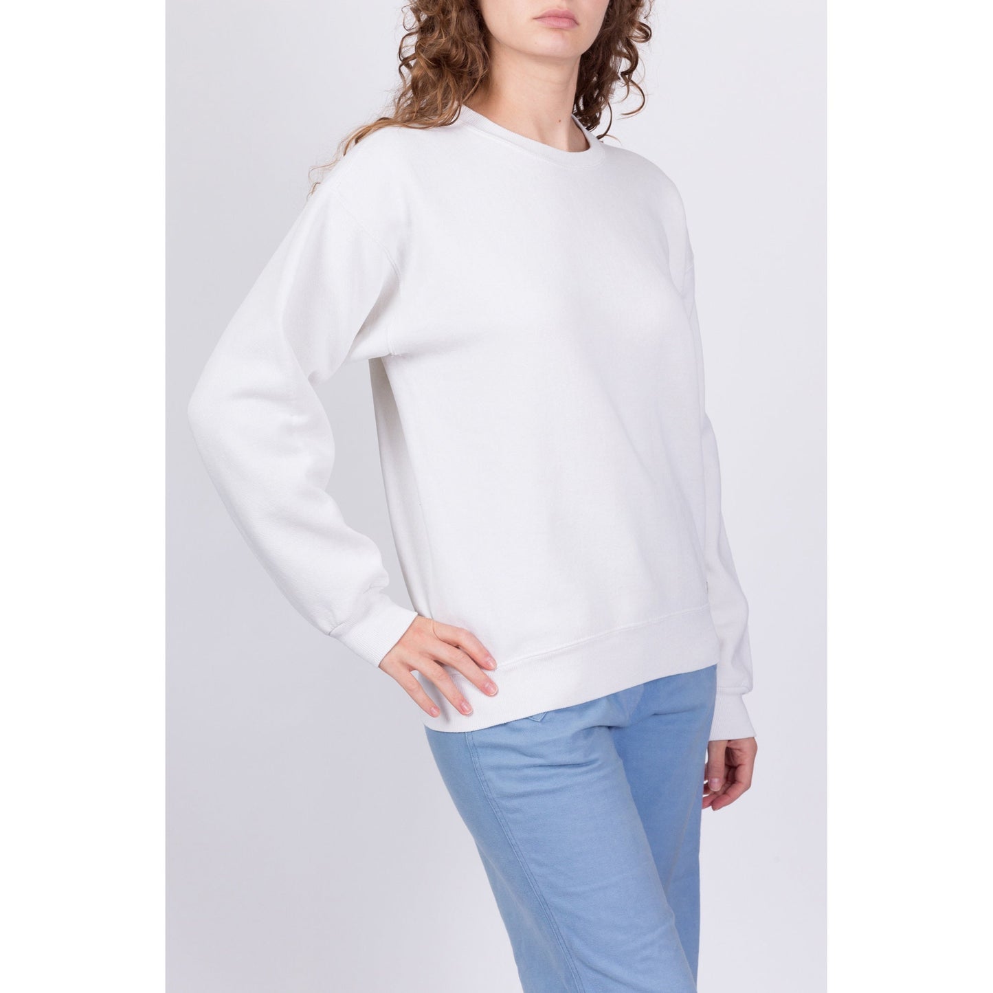 80s Lee White Sweatshirt - Men's Medium, Women's Large 