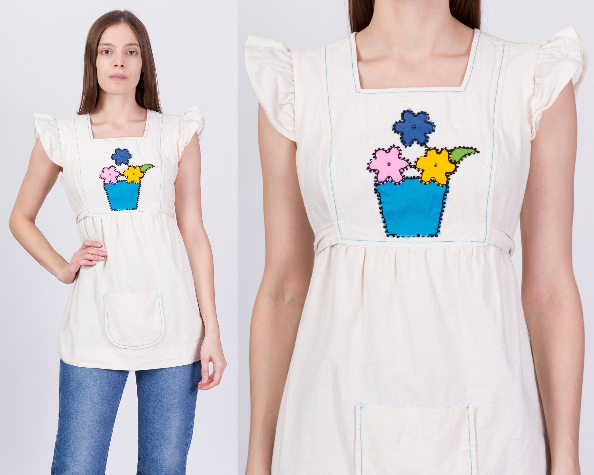 70s Rag Dolls Flower Pot Pinafore - Small 